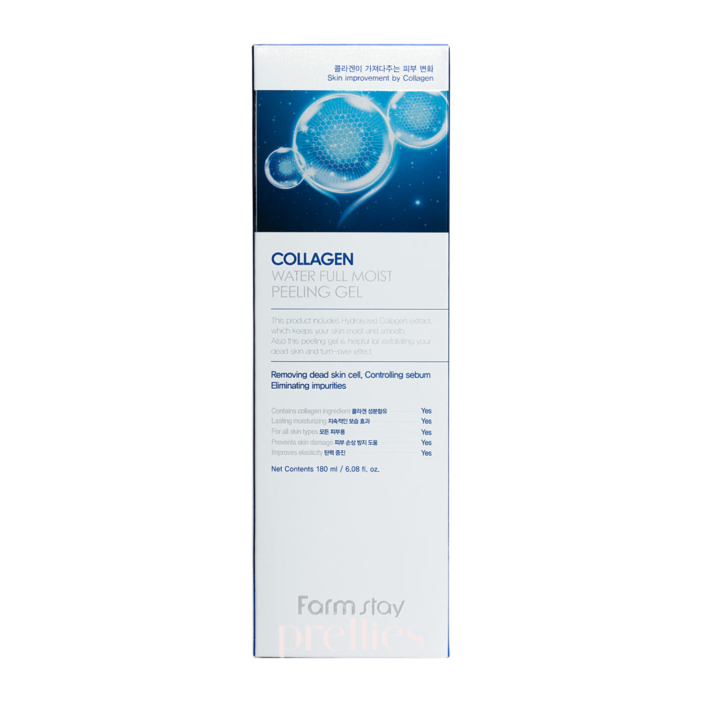 Farmstay Collagen Water Full Moist Peeling Gel 180ml - Gentle Exfoliator for Smooth & Hydrated Skin - Perfect for Daily Skincare Routine & Post-Makeup Removal