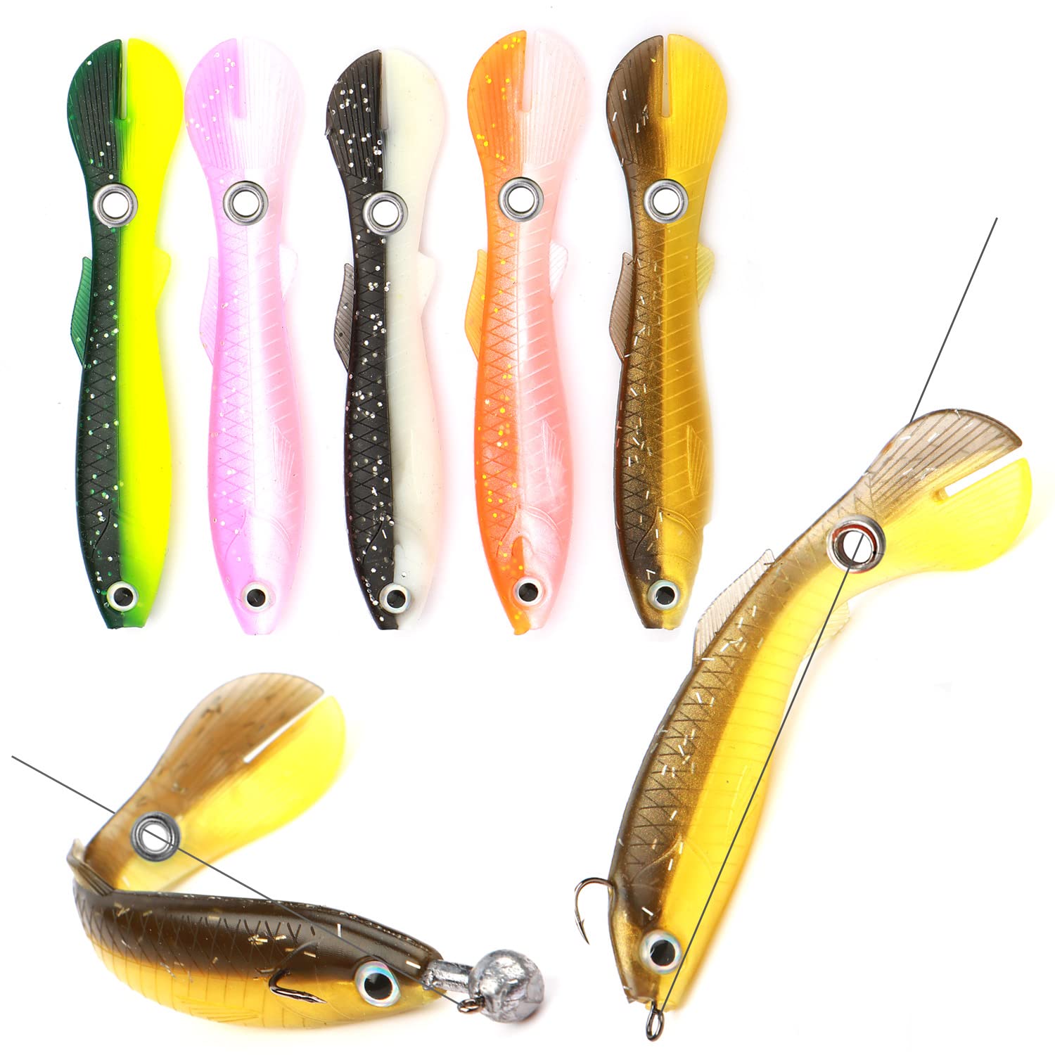 **5Pcs Soft Bionic Fishing Lures - Slow Sinking Bass Lures with Realistic Loach Design for Saltwater & Freshwater Fishing - Perfect for Bass, Trout, and Walleye**    *(Use Case: Ideal for both professional and recreational anglers targeting bass, trout, or walleye in lakes, rivers, and coastal waters.)*