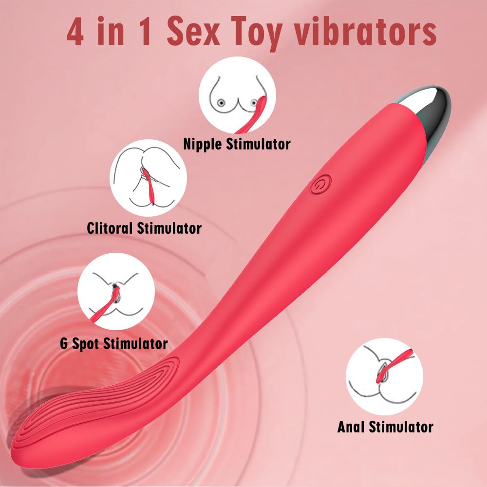 Premium Clitoral & G-Spot Vibrator for Women - 10 Powerful Vibration Modes, Waterproof, USB Rechargeable Adult Sex Toy | Perfect for Solo Play & Couples Intimacy (Red)