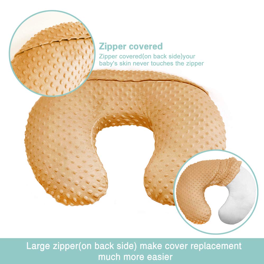 Owlowla Minky Nursing Pillow Cover - Soft Breastfeeding Pillow Slipcover for Baby Boy & Girl (Caramel) | Perfect for Nursing, Bottle Feeding & Comforting Newborns