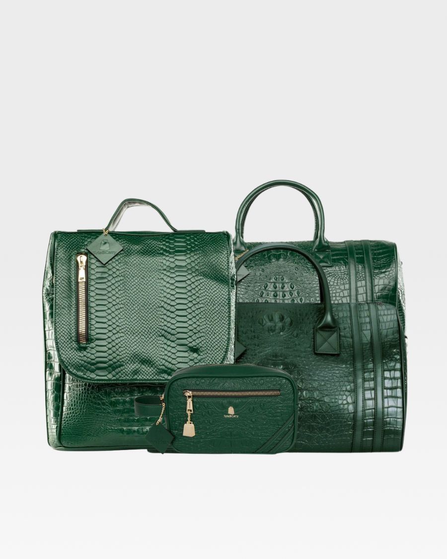 Apollo 2 Travel Set in Emerald Green - Premium Luggage Accessories for Business & Vacation - Perfect Carry-On Essentials for Airplanes, Hotels & Weekend Getaways