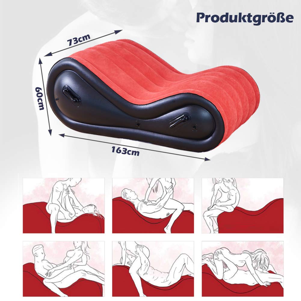 Inflatable Sex Cushion with Handcuffs & Ankle Cuffs + Pump, Portable Erotic Chair for Couples - Multifunctional Lumbar Support, G-Spot Stimulation Adult Toy (Red) - Perfect for Spicing Up Bedroom Play & BDSM Scenes