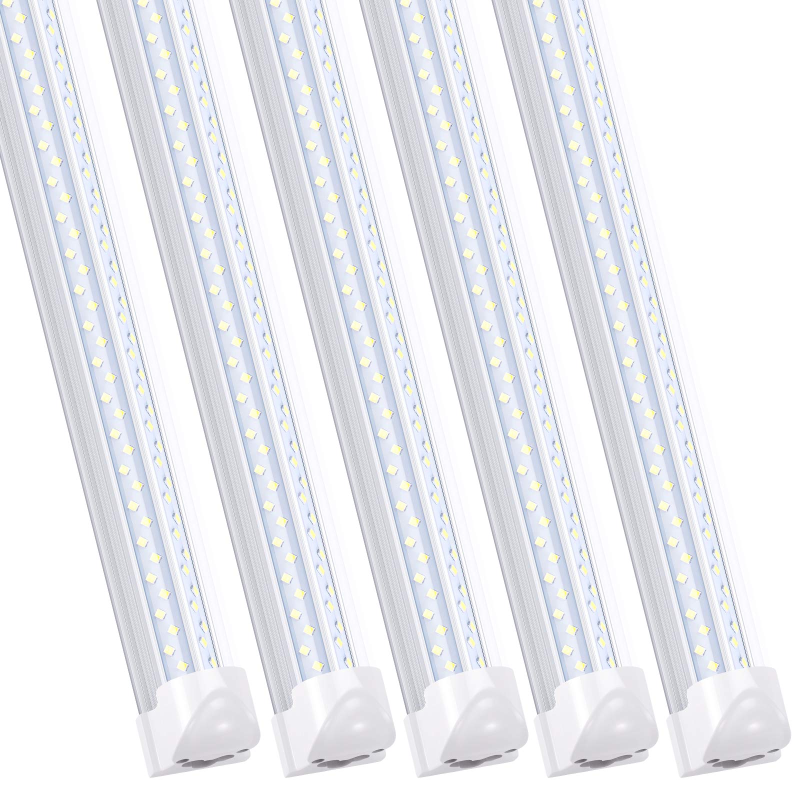 120W LED Shop Light 8FT - 14400lm 6000K Cold White V-Shape Clear Cover High Output T8 LED Tube Lights - Plug & Play Linkable Fixture for Garage, Warehouse, Workshop - Bright Lighting Solution for Commercial & Industrial Spaces (25-Pack)