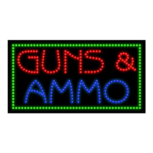 Guns & Ammo LED Lighted Sign #21724 - Perfect for Man Cave, Bar, or Hunting Lodge Decor