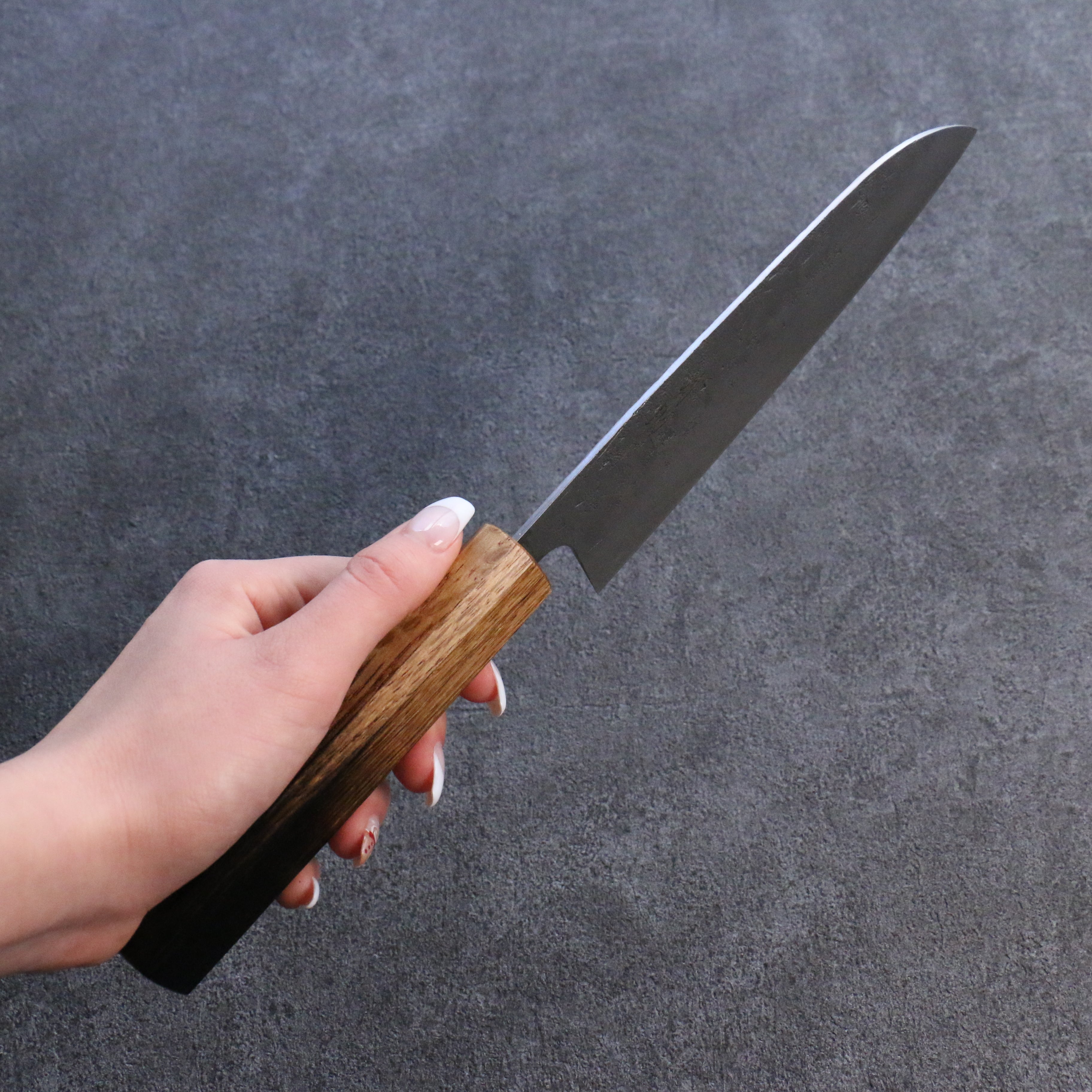 Premium Seisuke SLD Washiji Santoku Knife 165mm with Burnt Oak Handle - Japanese Kitchen Knife for Slicing, Dicing & Chopping Vegetables, Meat & Fish