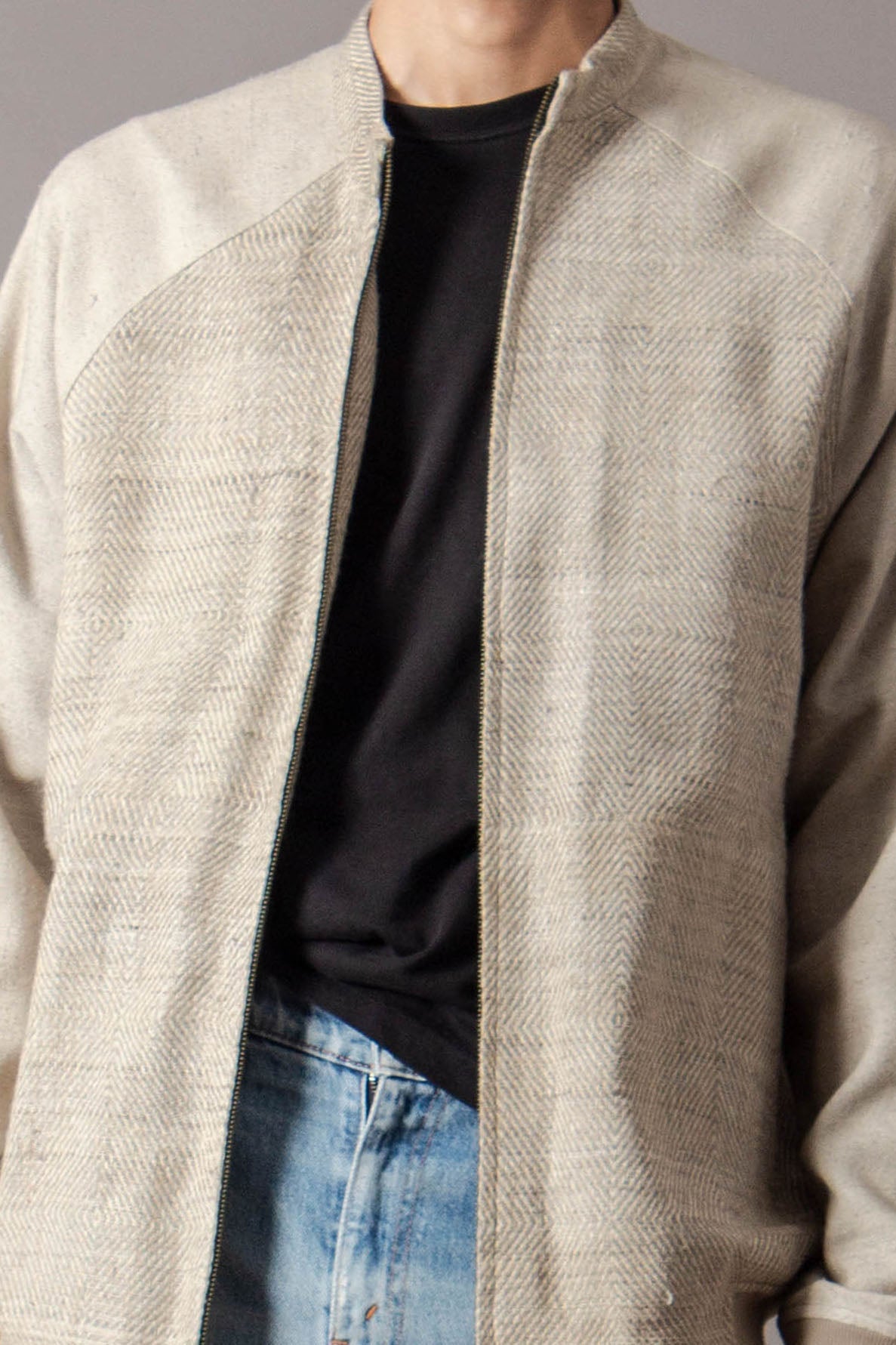 Premium Jaanbaaz Bomber Jacket - Soft Cotton & Eri Silk Blend in Beige & Grey | Stylish Outerwear for Men's Casual & Streetwear Fashion