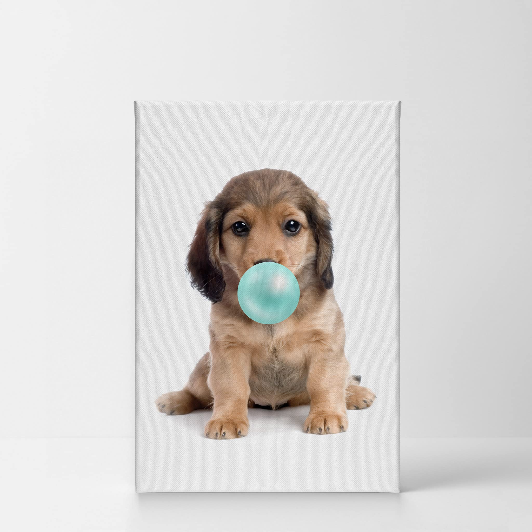 Vibrant Dachshund Dog Chewing Bubble Gum Canvas Wall Art Print - Pet Lover Gift, Pop Art Decor for Office, Living Room, Bedroom & Nursery (40x30 Inches) - Perfect for Animal Lovers & Home Decor