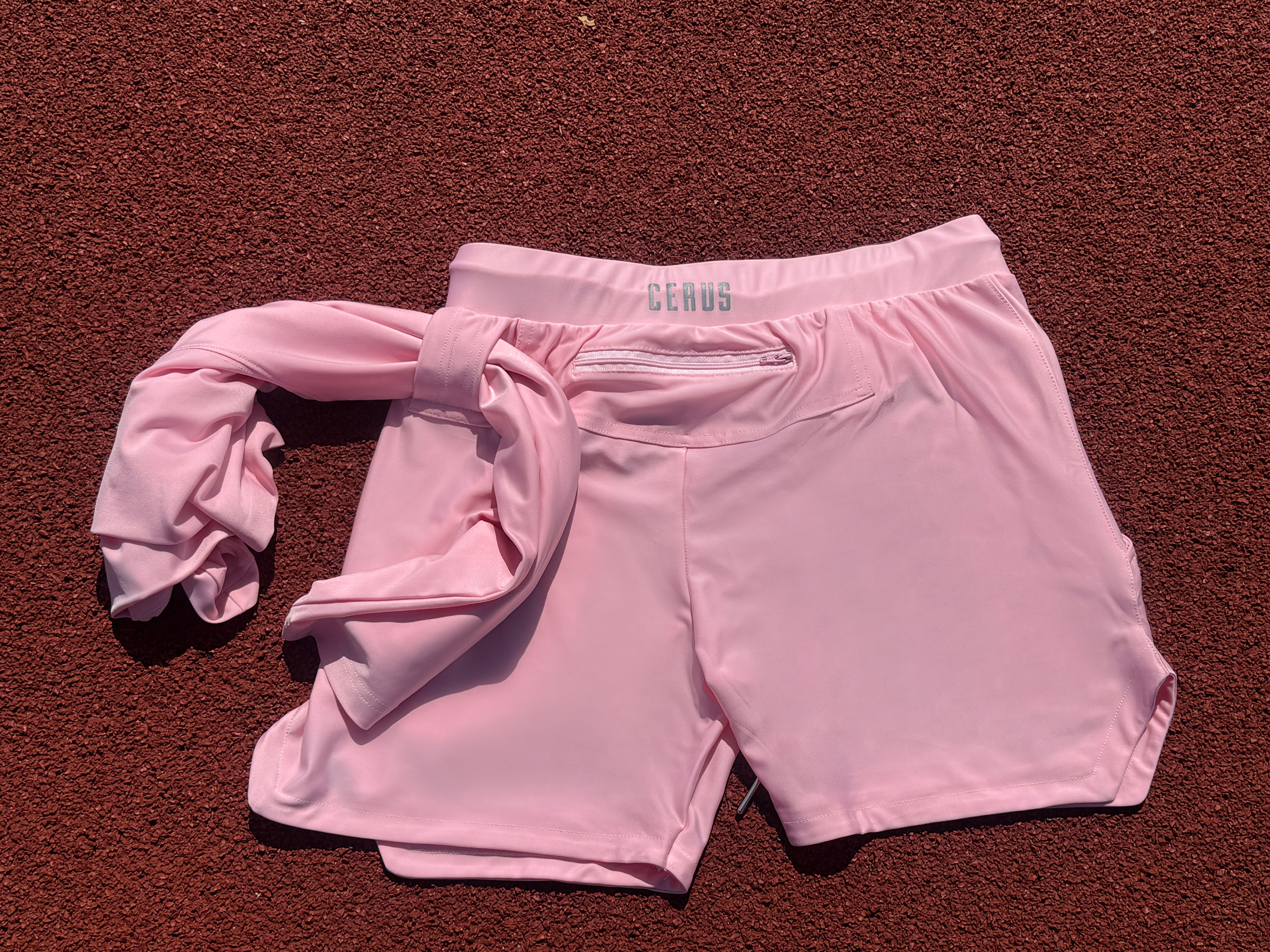 Cerus Light Pink Titan Linerless Shorts - Women's Comfortable Workout Running Yoga Athletic Shorts for Gym, Lounge & Casual Wear