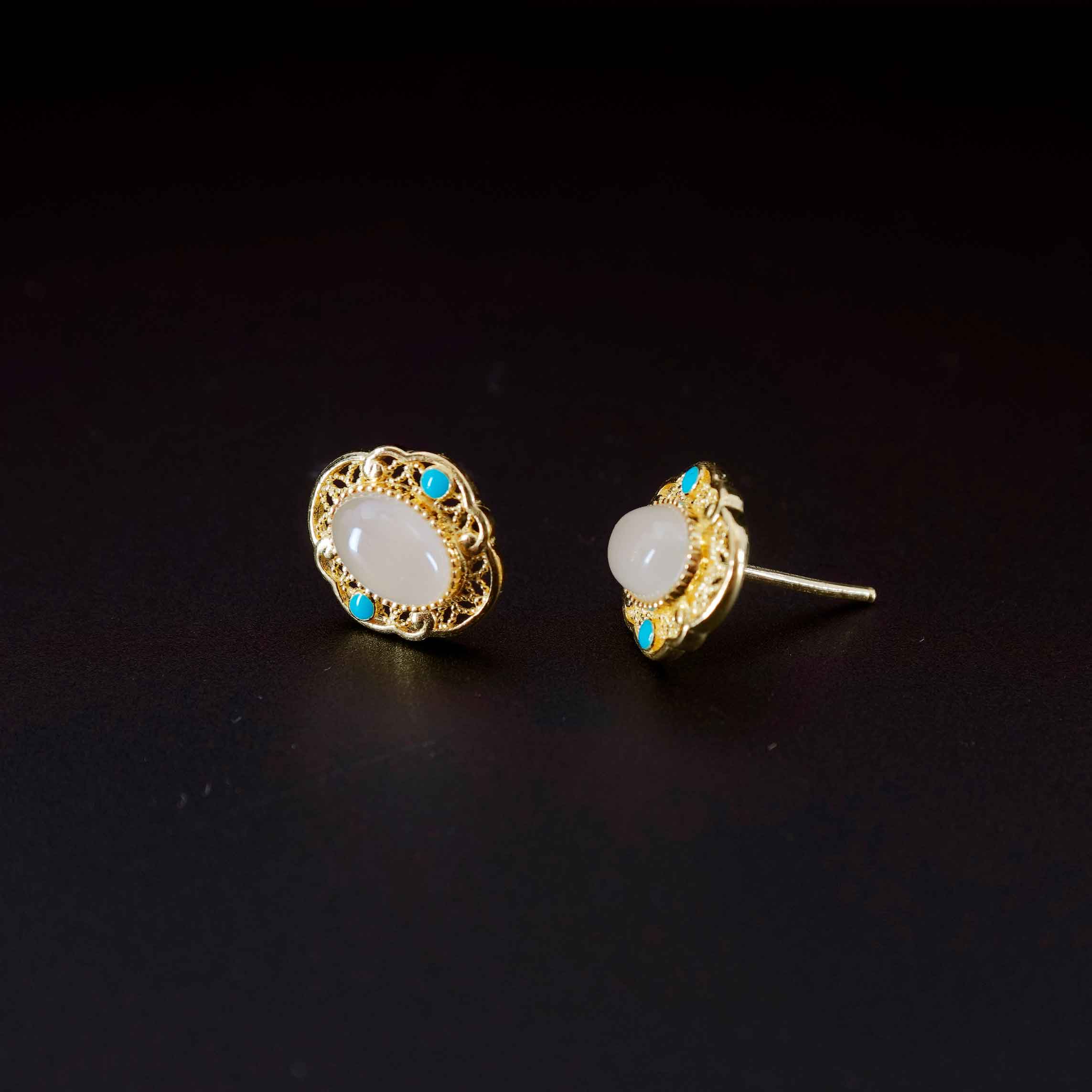 24K Gold Nephrite Jade Earrings for Women - Elegant Handmade Jewelry for Parties, Weddings & Special Occasions