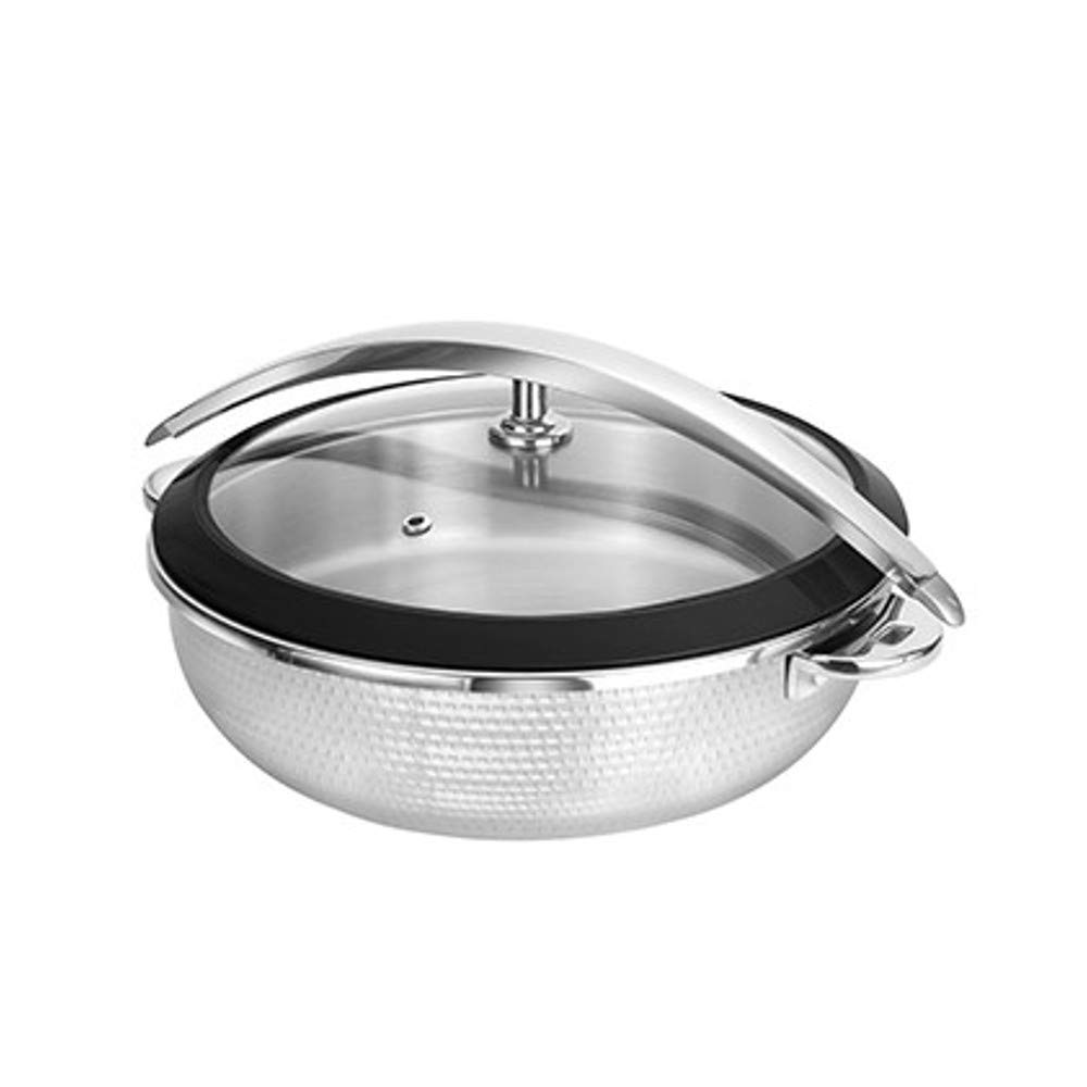 5994RBH 4 Quart Round Orbit Chafing Pot with Black Rubber Edge - 15.5