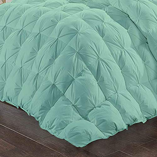 600 GSM All-Season 3-Piece Quilted Pinch Pleated Fluffy Comforter Set - Super Queen Size 100% Cotton Duvet Insert with 2 Pillowcases (Aqua Blue) | Ultra Soft Bedding for Cozy Winter Nights & Stylish Home Decor