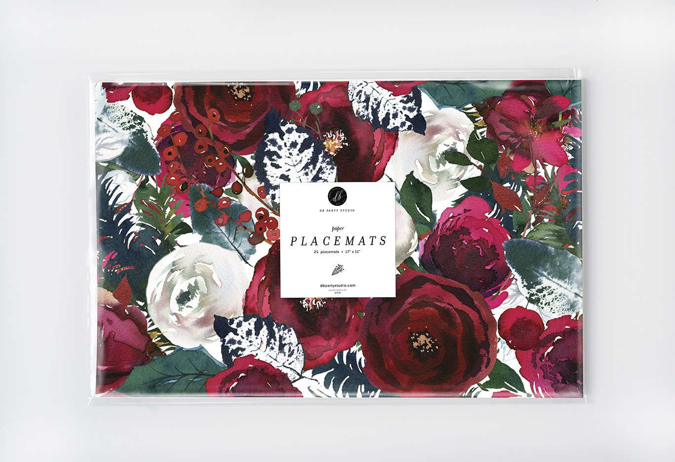 Christmas Disposable Table Placemats - Set of 25 Elegant Floral Holiday Party Place Mats (17