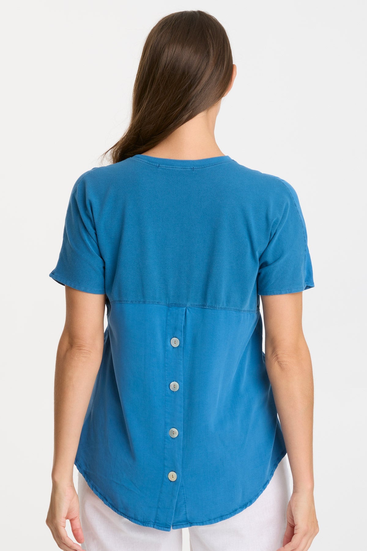 Stylish Twill Clara Top in Poseidon Pigment Blue - Perfect for Casual Outings & Office Wear