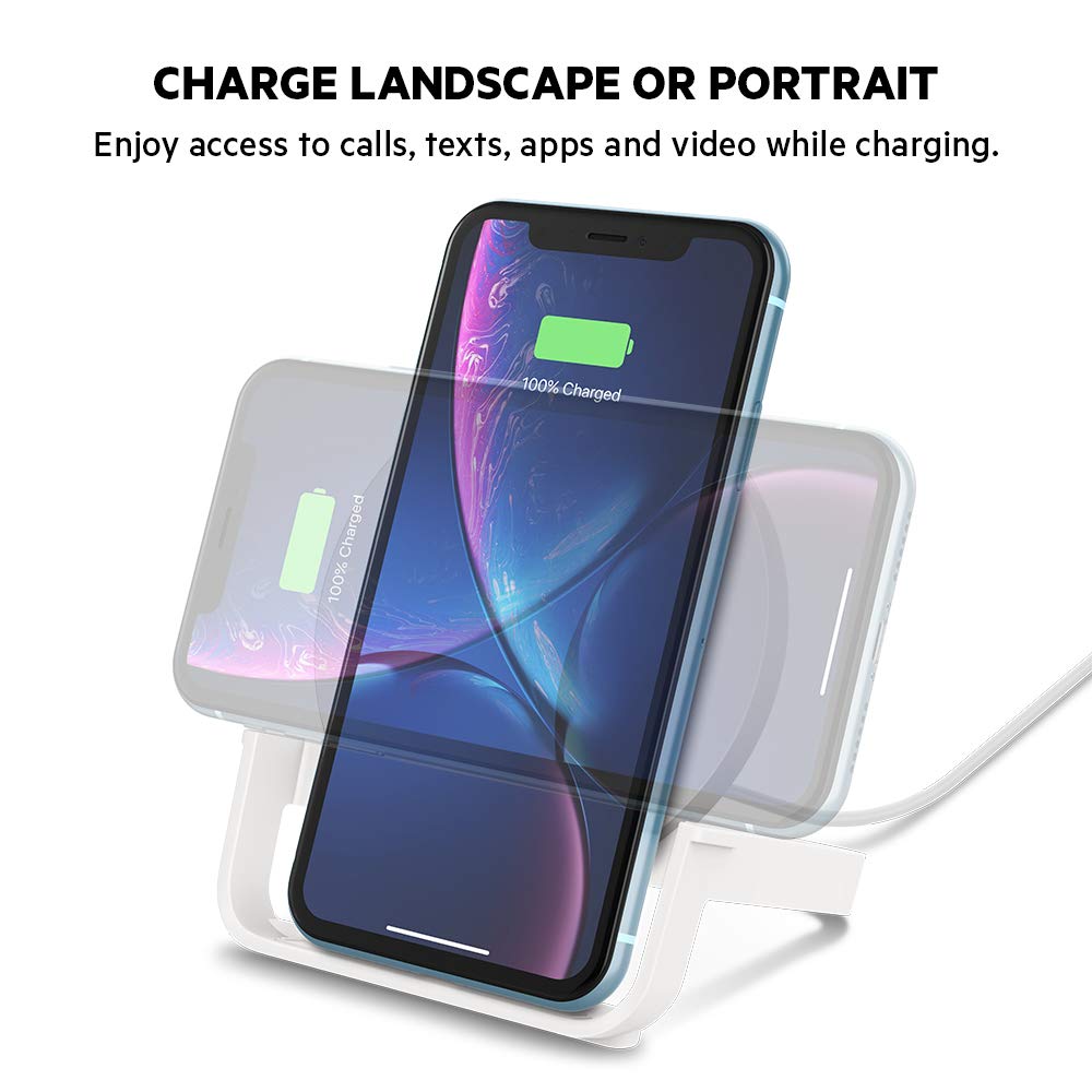 Belkin Boost Up 10W Wireless Charging Stand - Fast Qi-Certified Charger for iPhone, Samsung, AirPods | Perfect for Home, Office & Nightstand Charging