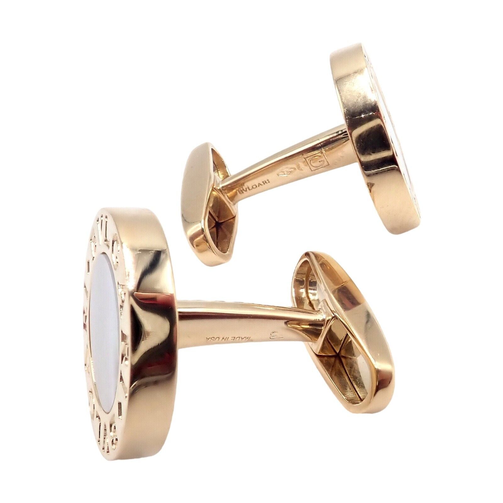 Authentic Bvlgari 18k Yellow Gold Multicenter Cufflink Set - Luxury Men's Jewelry for Formal Events & Business Attire