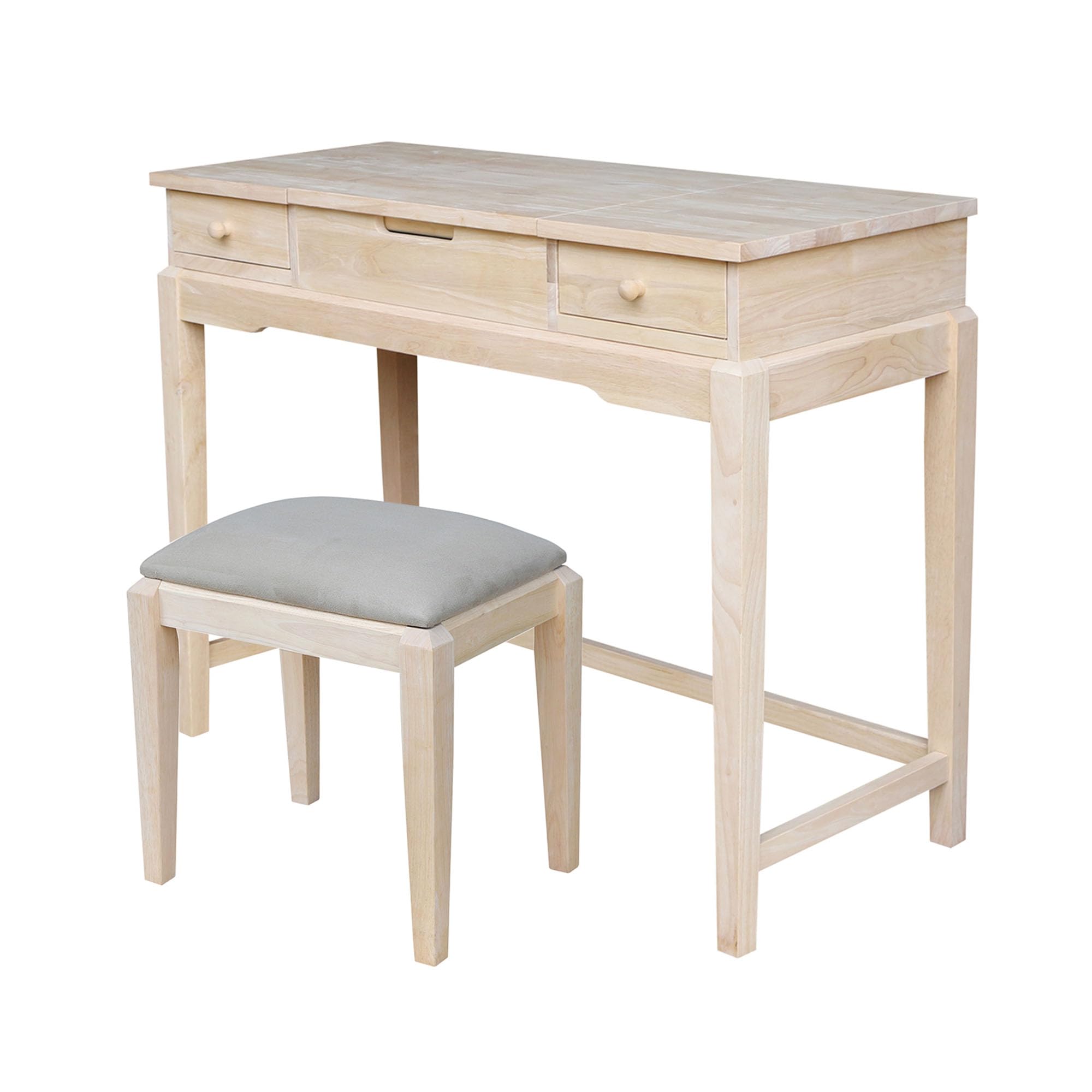 IC International Concepts Unfinished Vanity Table with Bench, 40.2