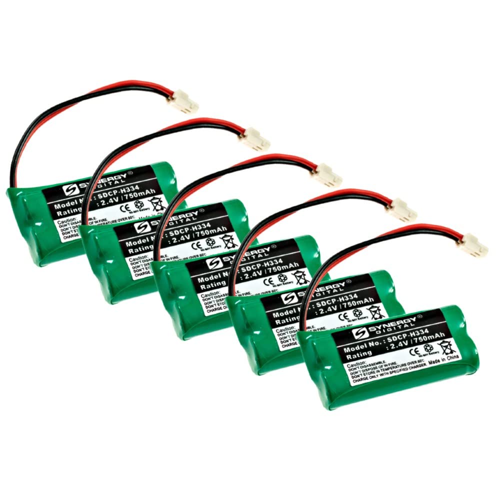 Synergy Digital Cordless Phone Batteries - 5 Pack Ni-MH 2.4V 750mAh Replacement Batteries for AT&T CL83101 Cordless Phone | Ultra High Capacity | Perfect for Home & Office Communication