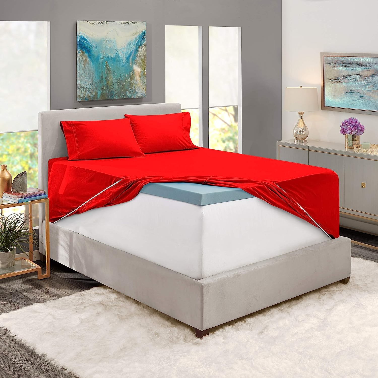 Luxury 100% Cotton 800 Thread Count Twin Size Sheet Set - 4 Piece Hotel Quality Bedding with 15
