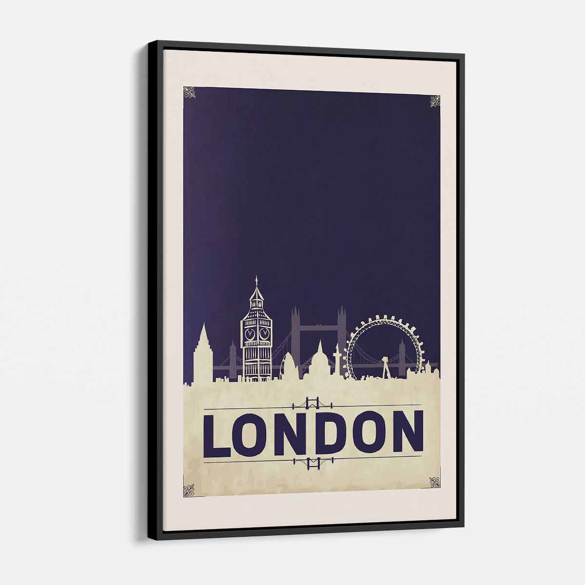 Purple London Wall Art Canvas Print - Modern Cityscape Home Decor for Living Room, Bedroom & Office