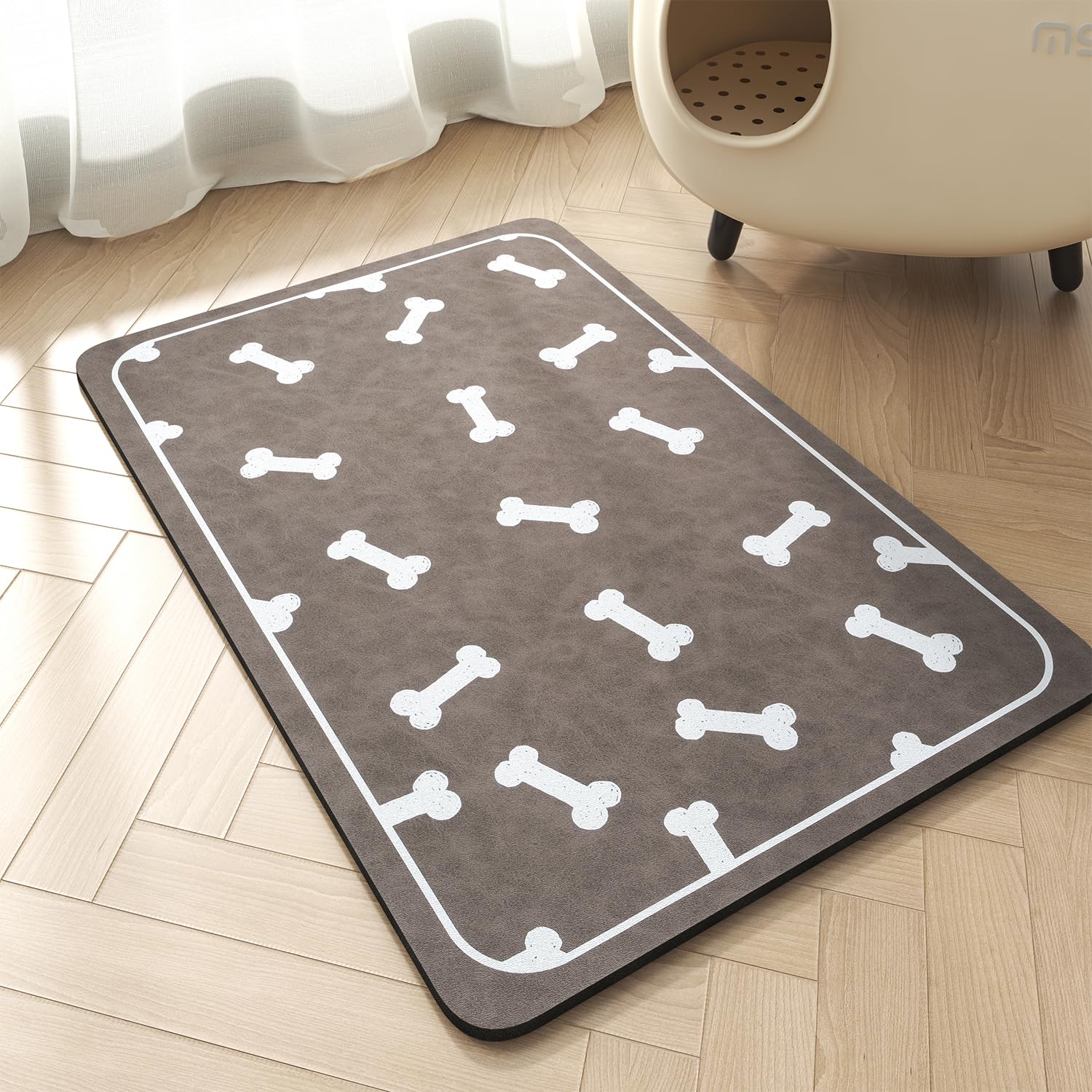 Non-Slip Dog Feeding Mat - Waterproof Quick Dry Pet Bowl Mat for Food & Water - Stain Resistant Easy Clean Puppy Supplies - Perfect for Kitchen, Crate & Travel Use