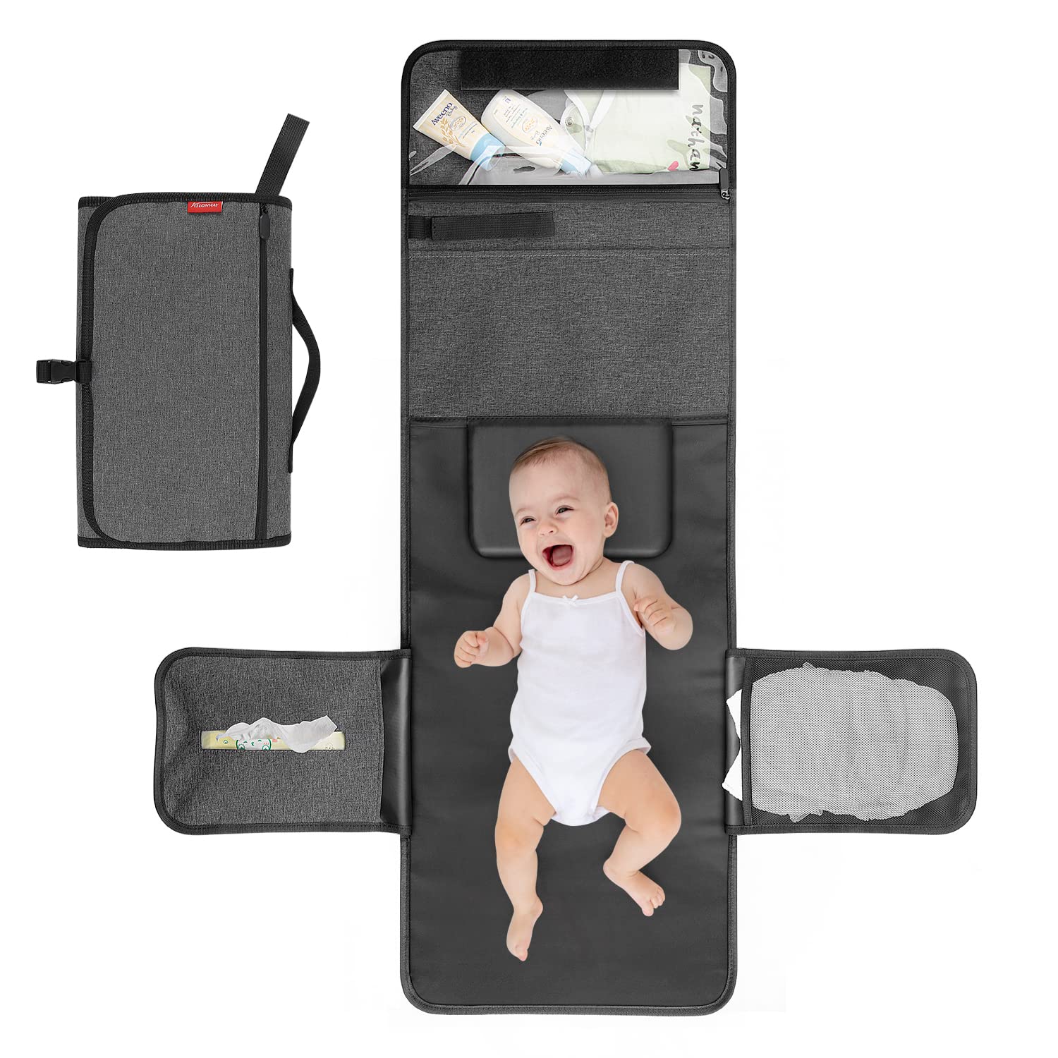 Portable Waterproof Diaper Changing Pad for Newborns & Travel - Baby Changing Mat with Wipes Pocket | Perfect for On-the-Go Parents, Baby Showers & Nursery Essentials