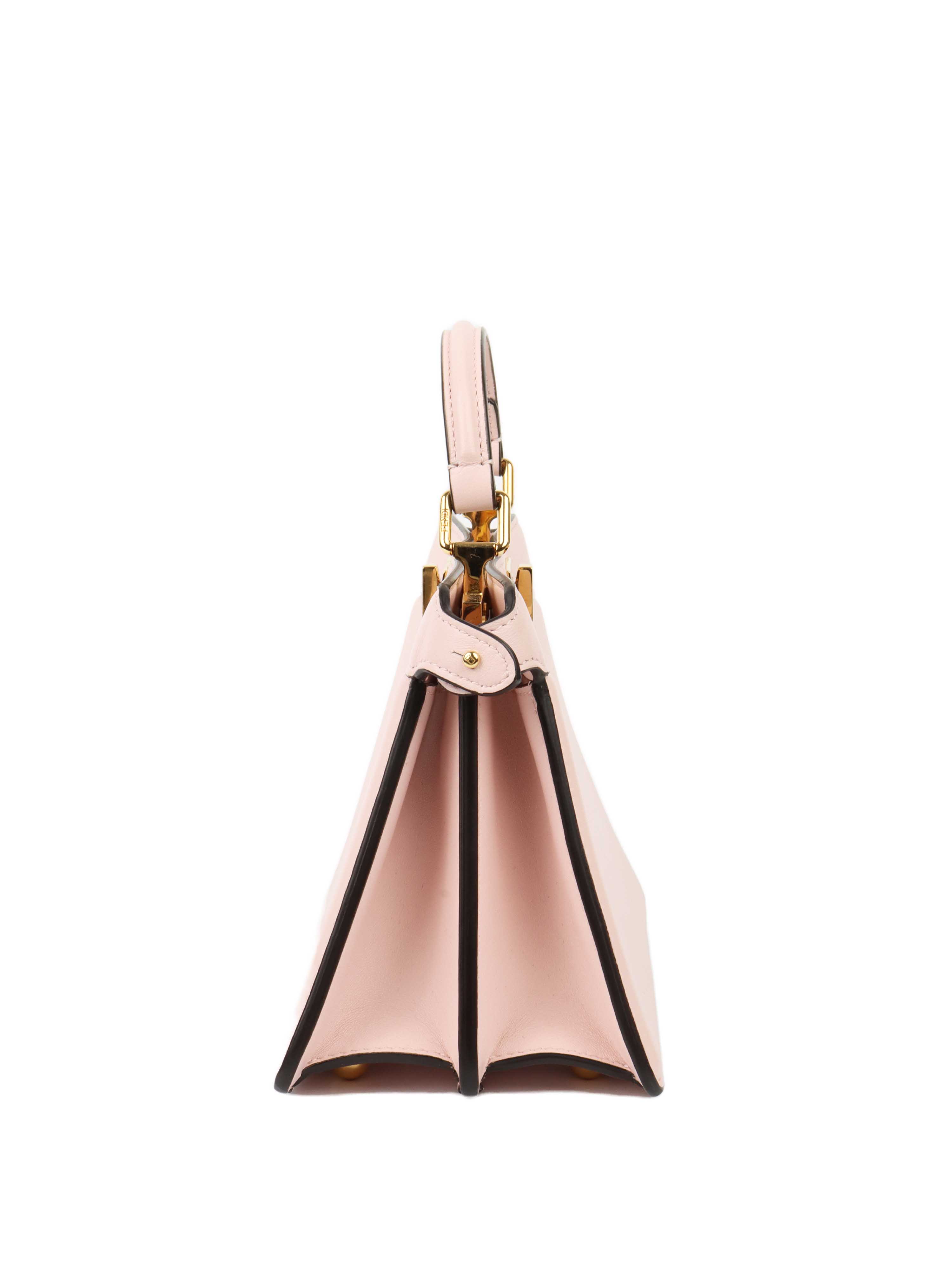 Fendi Peekaboo ISeeU Petite Pale Pink Padded Nappa Leather Handbag for Women | Luxury Designer Shoulder Bag | Perfect for Work, Date Night & Special Occasions