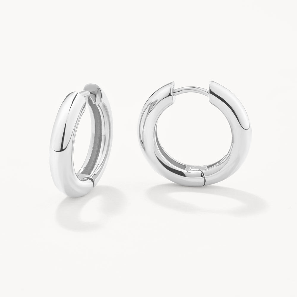 Silver Midi Curve Hoop Earrings for Women - Trendy Minimalist Jewelry for Everyday Wear, Date Night & Office Outfits