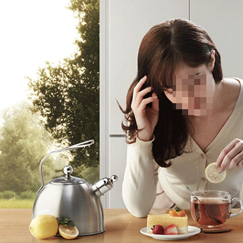 Premium Stainless Steel Whistling Tea Kettle - 2.3L Heavy Duty Stovetop Kettle for Gas & Induction Cooktops - Silver Whistle Teapot for Perfect Tea Brewing | Ideal for Home Kitchen, Camping & Office Use