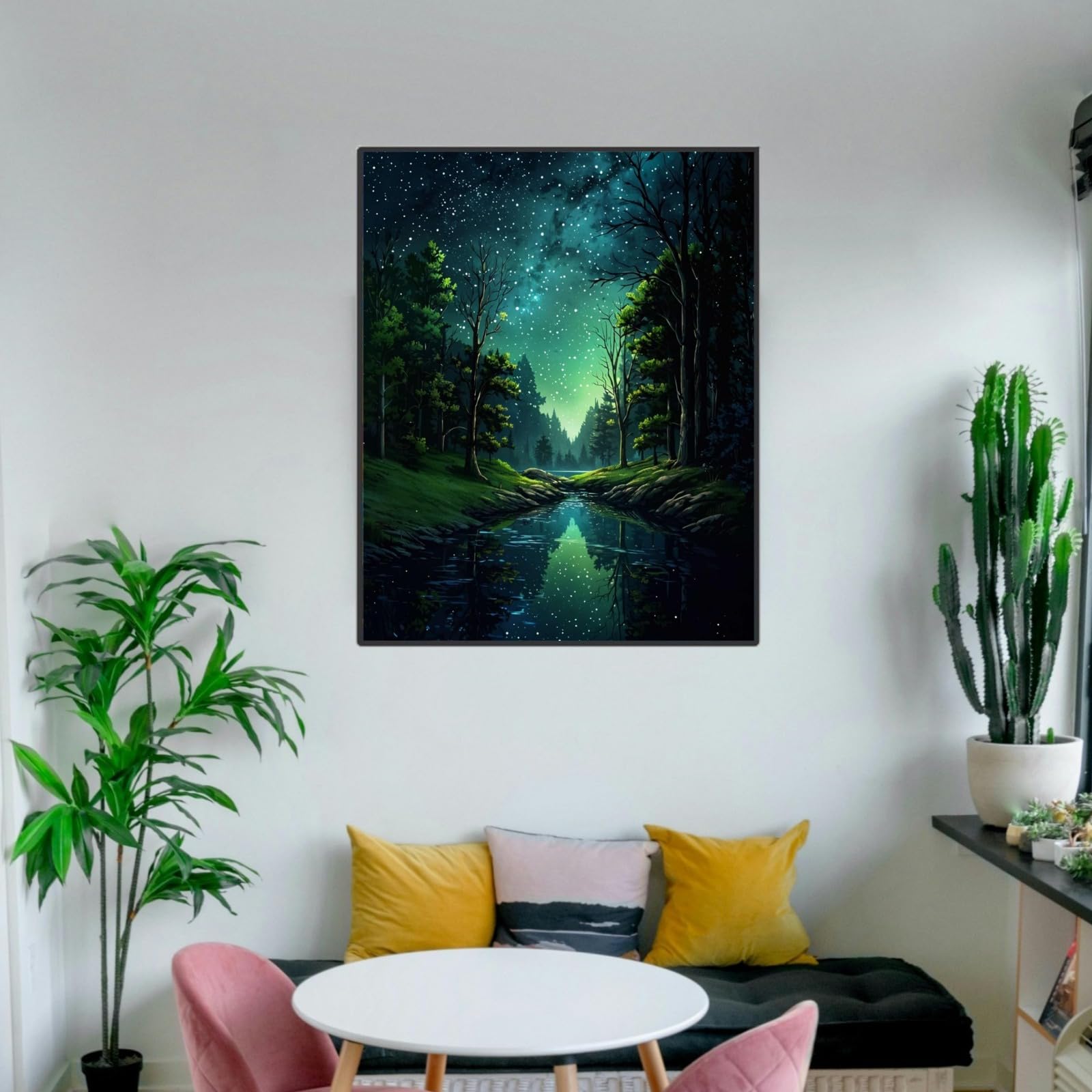 Starry Night Paint by Numbers Kit for Adults Beginners - DIY Forest Landscape Oil Painting on 16x20 Inch Canvas - Perfect Gift & Home Wall Decor for Relaxation & Stress Relief