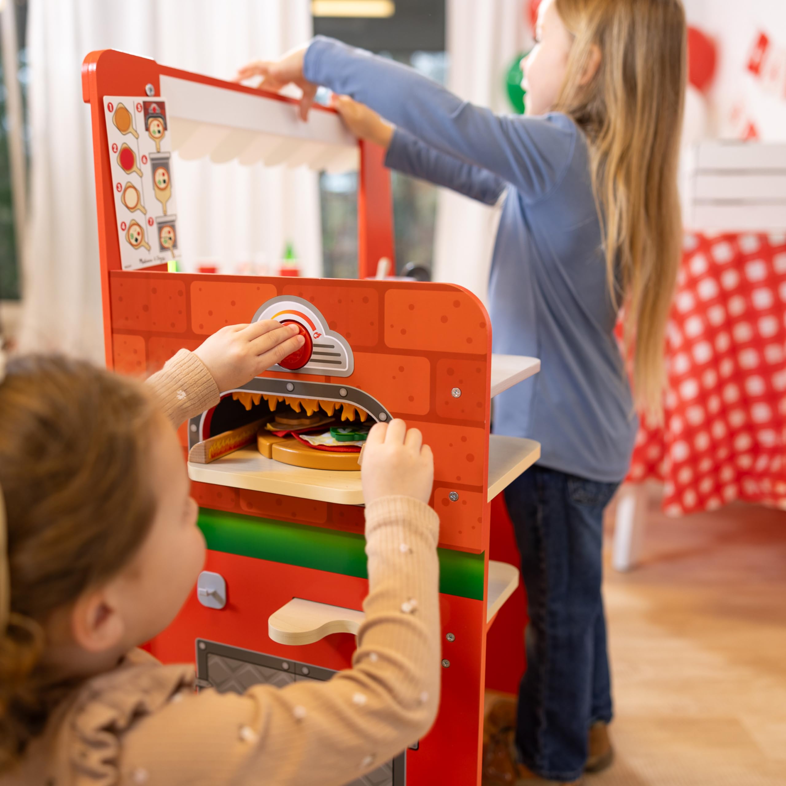 Melissa & Doug Wooden Pizza Food Truck Playset with 30+ Play Food Pieces - Pretend Play Kitchen Toy for Kids Ages 3+ - Perfect for Imaginative Play, Birthday Gifts & Preschool Learning Activities