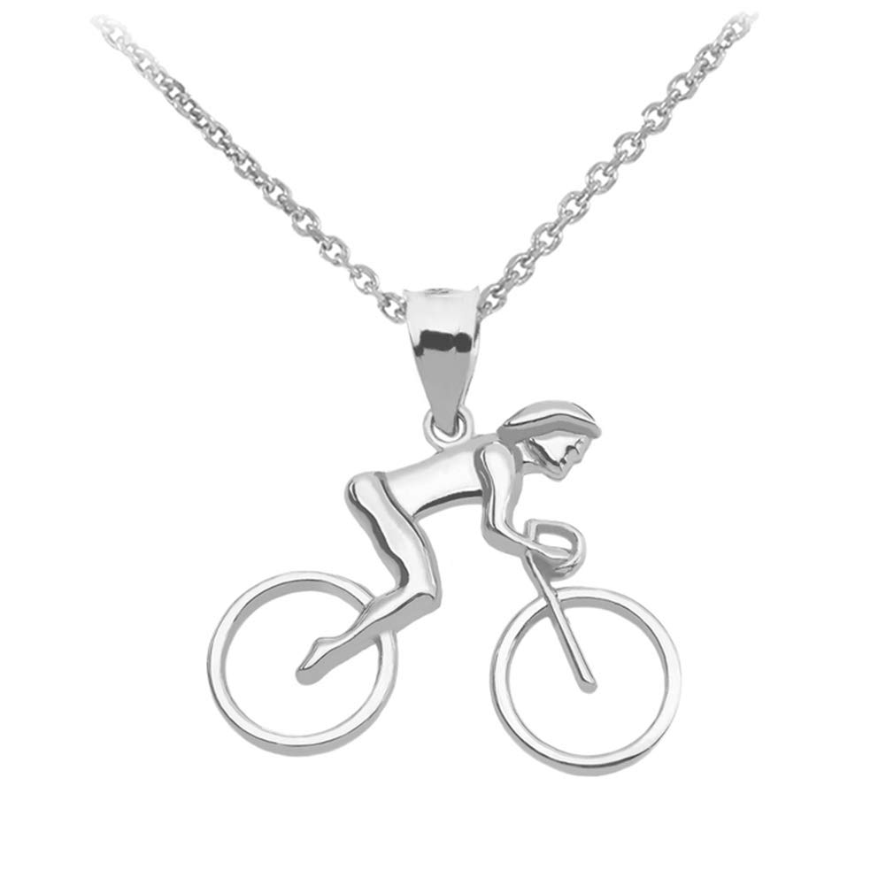 925 Sterling Silver Claddagh Gold Female Cyclist Sports Pendant Necklace - Perfect Gift for Women Cyclists, Athletes & Irish Heritage Lovers