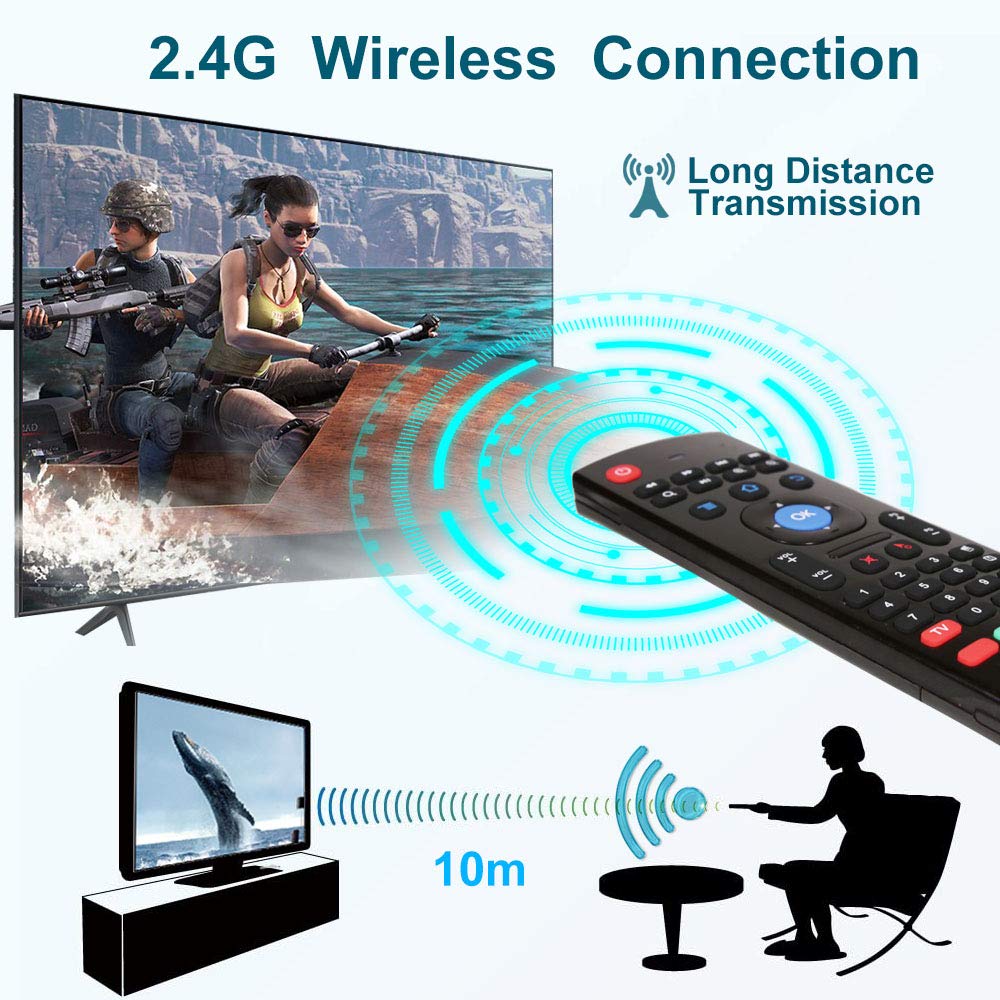 Rock&Rown MX3 Pro 2.4G Air Mouse Remote with Mini Wireless Keyboard - Compatible with Android TV/Box/Projector/IPTV/HTPC/Windows/Mac OS - Perfect for Home Theater, Smart TV Control & Media Streaming