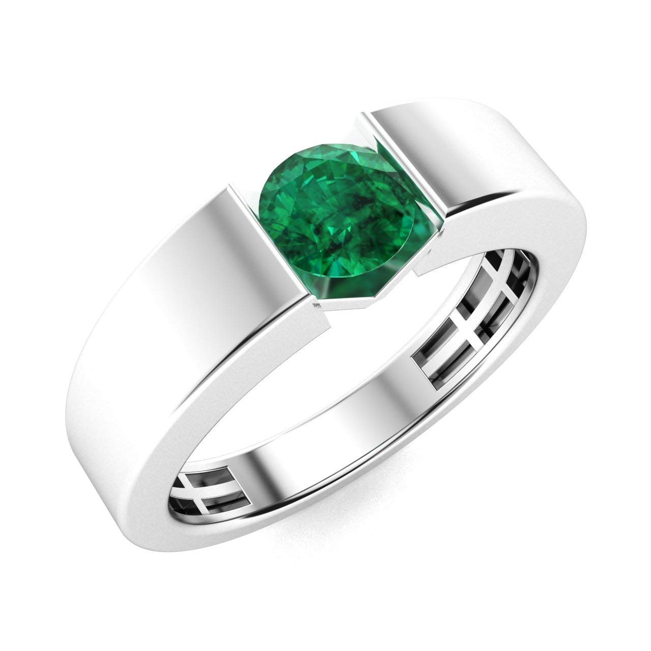 14k White Gold Natural Certified 0.40 Carat Gemstone Solitaire Wedding Band Ring for Men | 5.0 MM Width | US Size 4-12 | Perfect for Engagement, Anniversary & Special Occasion Gifts