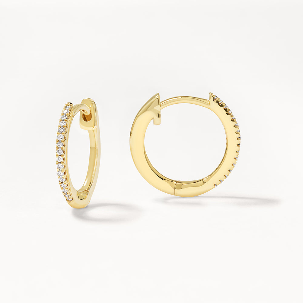 10k Gold Diamond Huggie Earrings for Women - Elegant & Dainty Hoop Earrings for Everyday Wear & Special Occasions