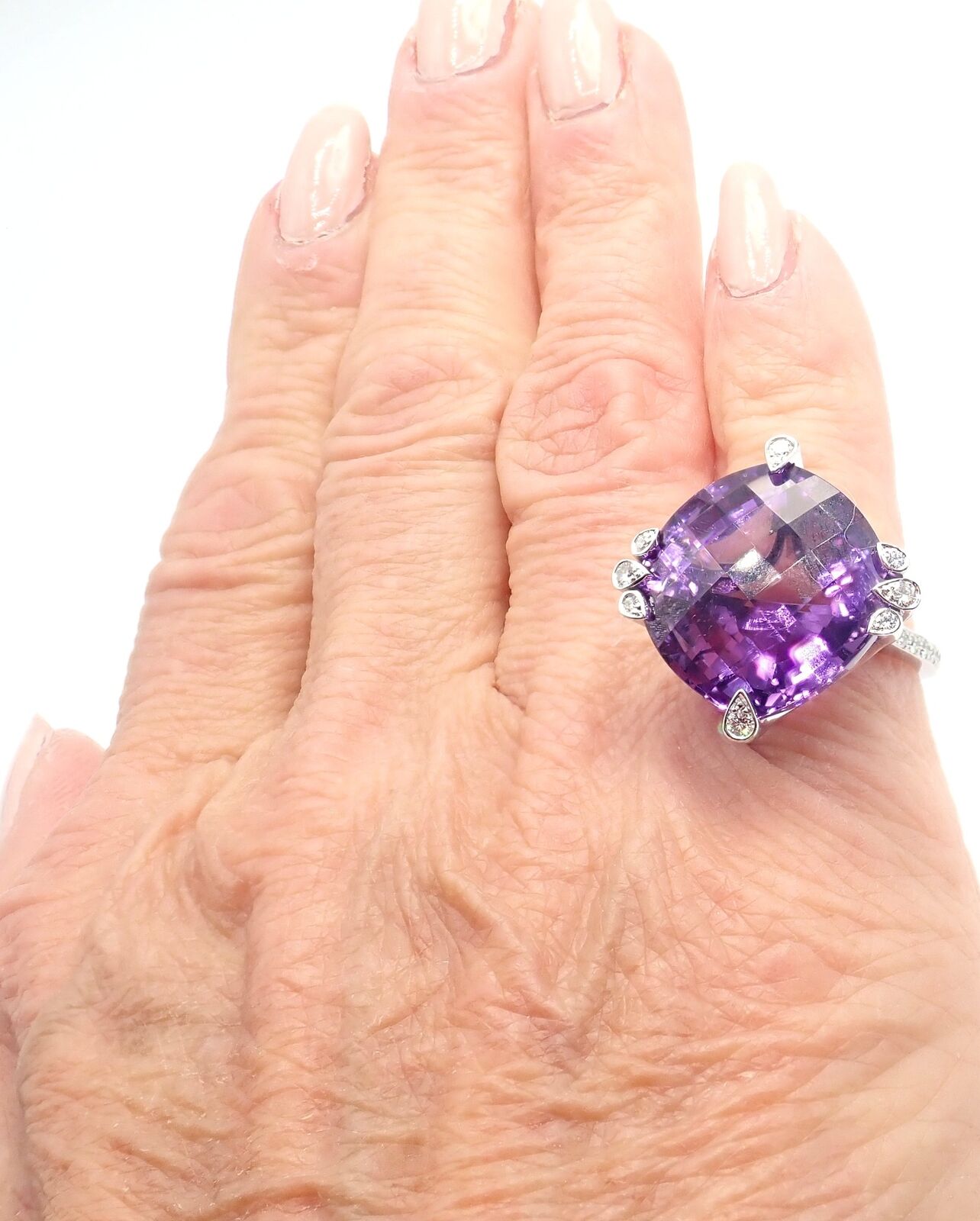 Authentic Cartier Inde Mysterieuse 18k White Gold Diamond & Amethyst Ring | Luxury Jewelry for Women | Perfect for Weddings, Anniversaries & Special Occasions