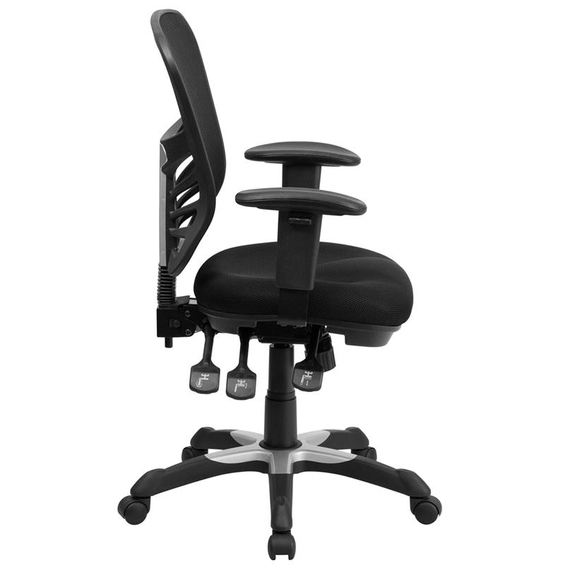 FLASH Mid Back Mesh Executive Office Chair - Ergonomic Swivel Chair with Adjustable Arms & Lumbar Support (Model HL 0001) - Perfect for Home Office, Gaming & Workspaces