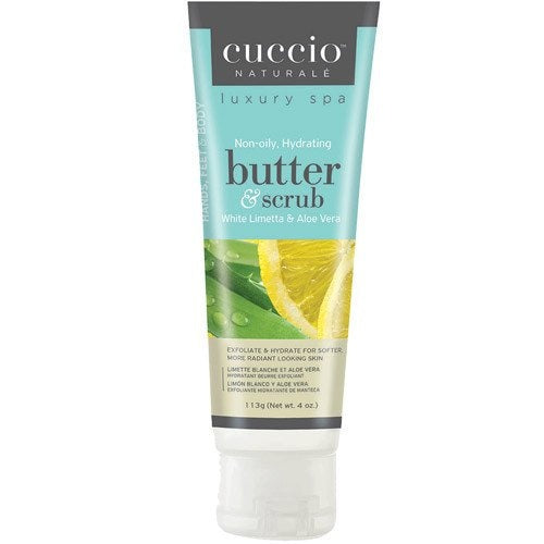 CUCCIO White Limetta & Aloe Vera Butter Scrub 118ml - Exfoliating & Moisturizing Body Scrub for Soft Skin - Perfect for Spa Day & At-Home Self Care