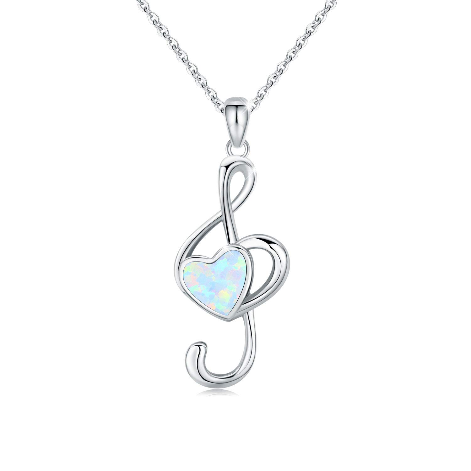 925 Sterling Silver Opal Treble Clef Piano Necklace - Elegant Musical Note Jewelry Gift for Women & Music Lovers | Perfect for Birthdays, Anniversaries & Mother's Day