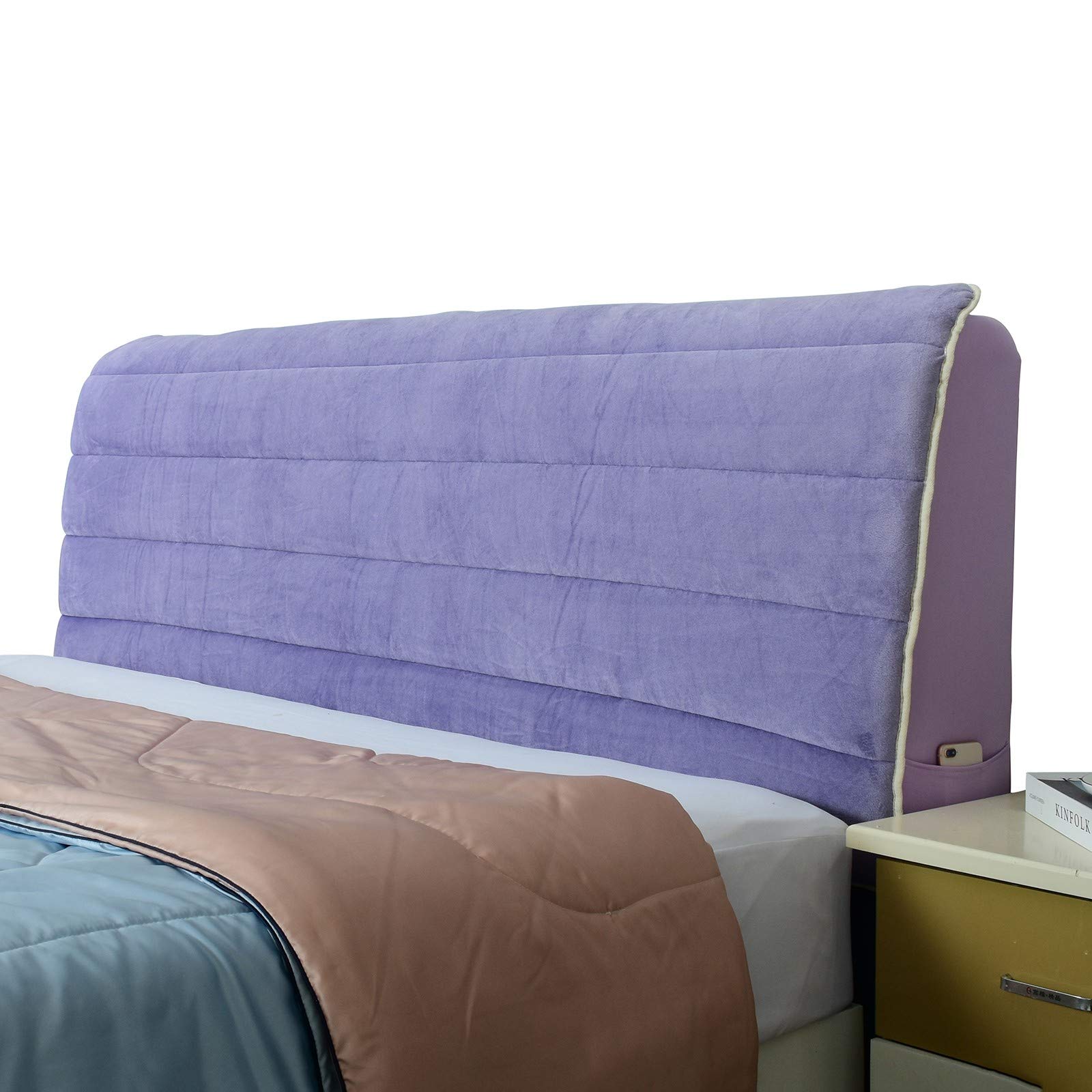 PPGE Stretchable Headboard Slipcover Protector - Dustproof, Washable Bed Headboard Cover for Single/Double/King Size Beds (220cm, Purple) - Perfect for Bedroom Decor & Home Staging