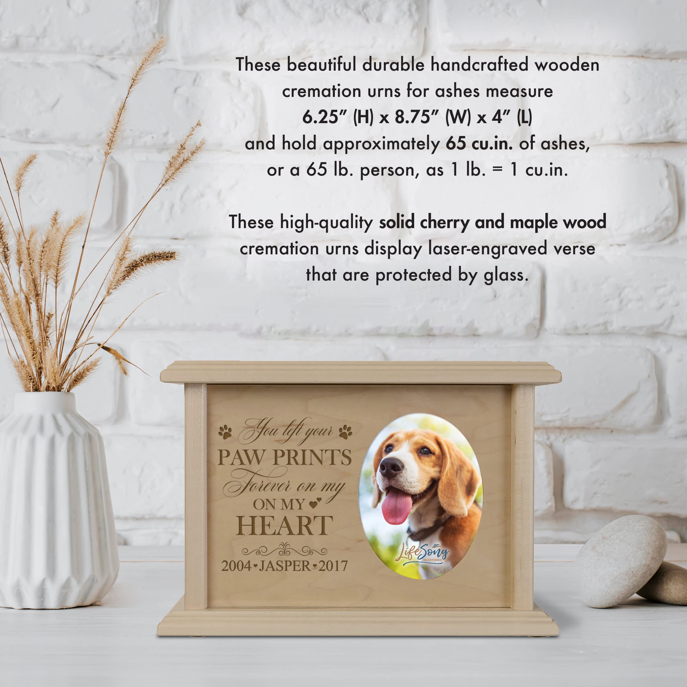 Personalized Pet Memorial Urn - Custom Engraved Wooden Keepsake Box for Dog & Cat Ashes - Wall Mount or Tabletop Display - Perfect for Honoring Beloved Pets at Home or Memorial Services