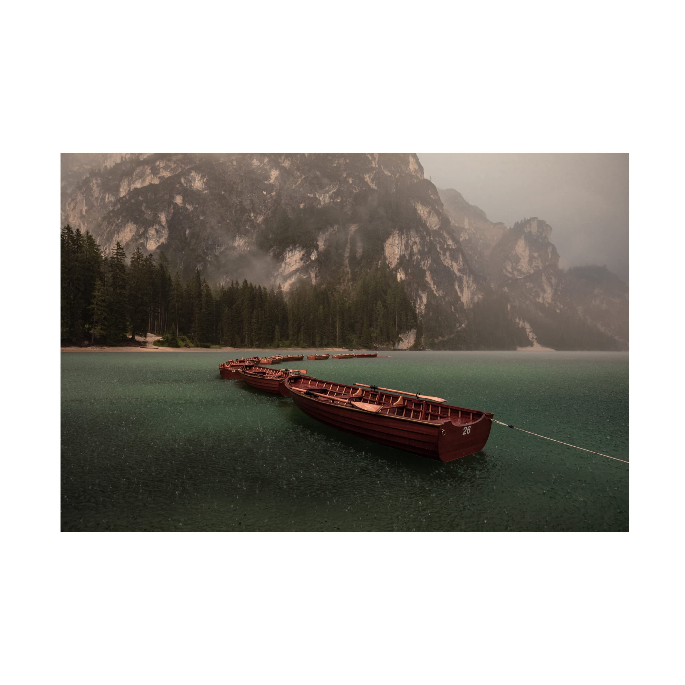Trademark Fine Art 'Storm On Braies' Canvas Wall Art Print by Marco Tagliarino - Lake Landscape Painting for Living Room, Bedroom & Office Decor