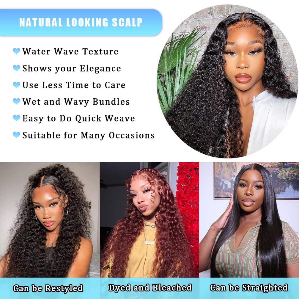 100% Unprocessed Virgin Wet and Wavy Human Hair Bundles 20 22 24 Inch - 12A Burmese Curly Hair Extensions Natural Black for Styling & Volume | Perfect for Daily Wear, Parties & Special Occasions
