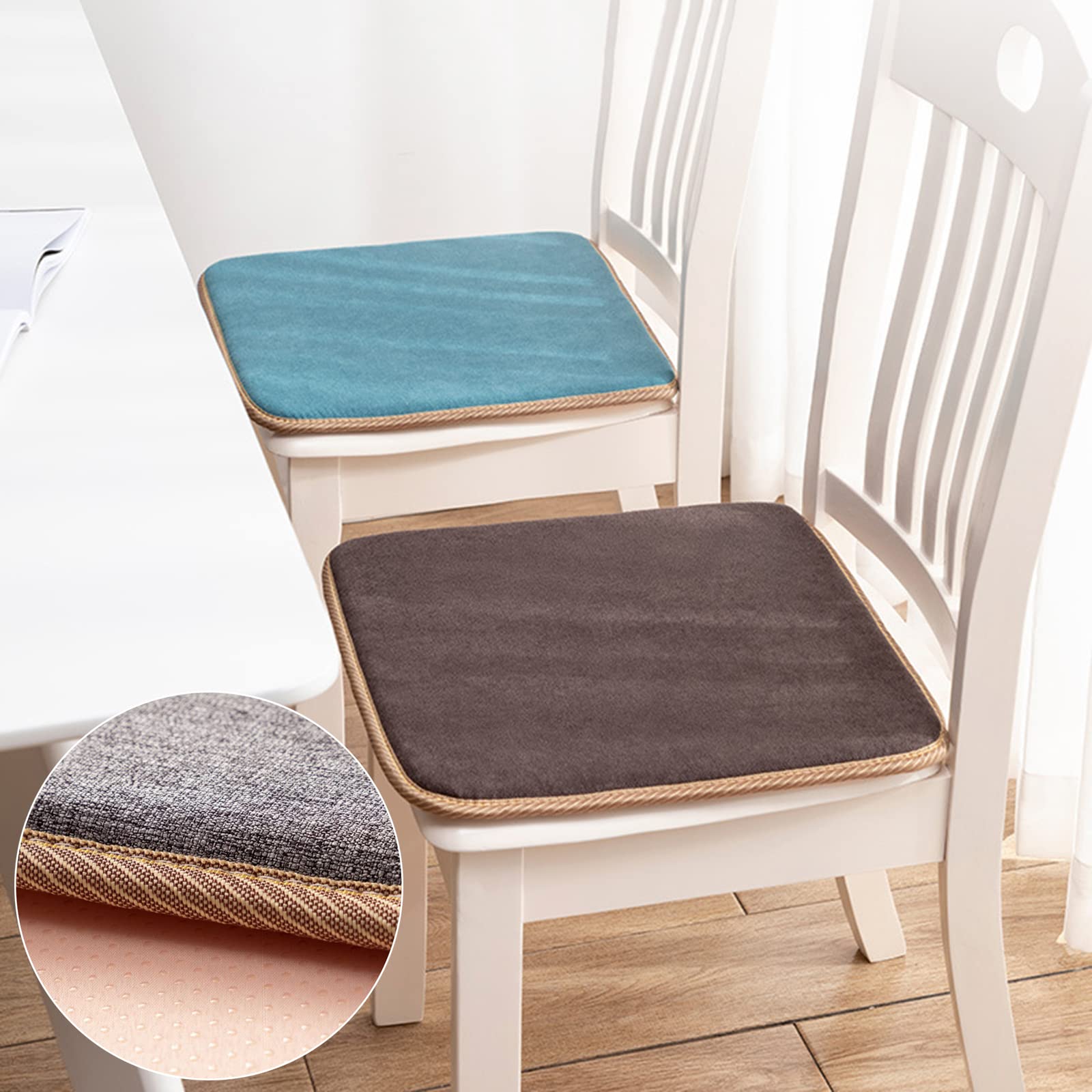 Non-Slip Square Dining Chair Cushions with Ties - 40x40cm Yellow Seat Pads for Kitchen, Dining Room, Office, Patio & Garden Chairs - Comfortable & Stylish Home Decor Accessories