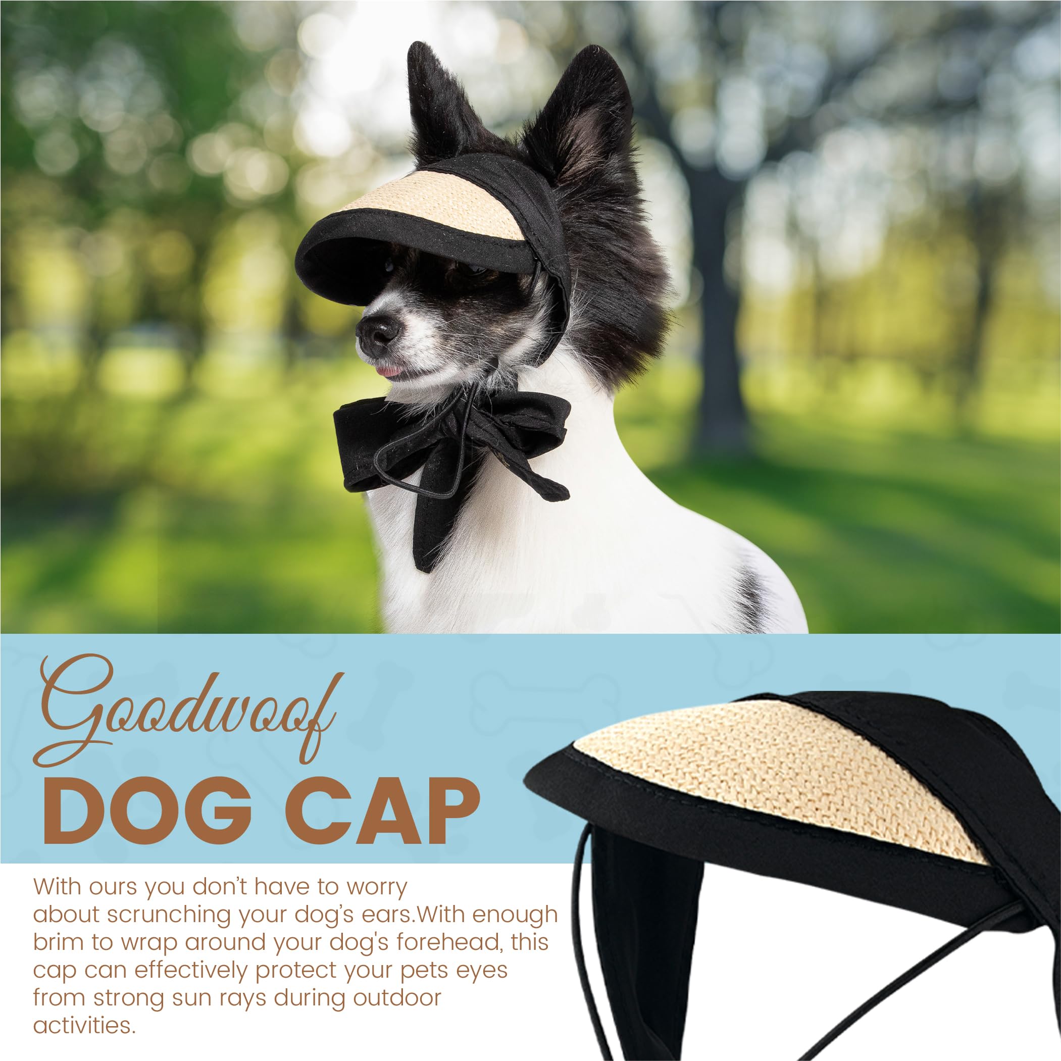 Stylish Dog Hat with Wide Brim - Adjustable Drawstring Closure for Large Dogs & Puppies - Waterproof, Tear-Proof & Breathable Sun Visor (Cream, Small) - Perfect for Outdoor Adventures, Beach Trips & Summer Protection