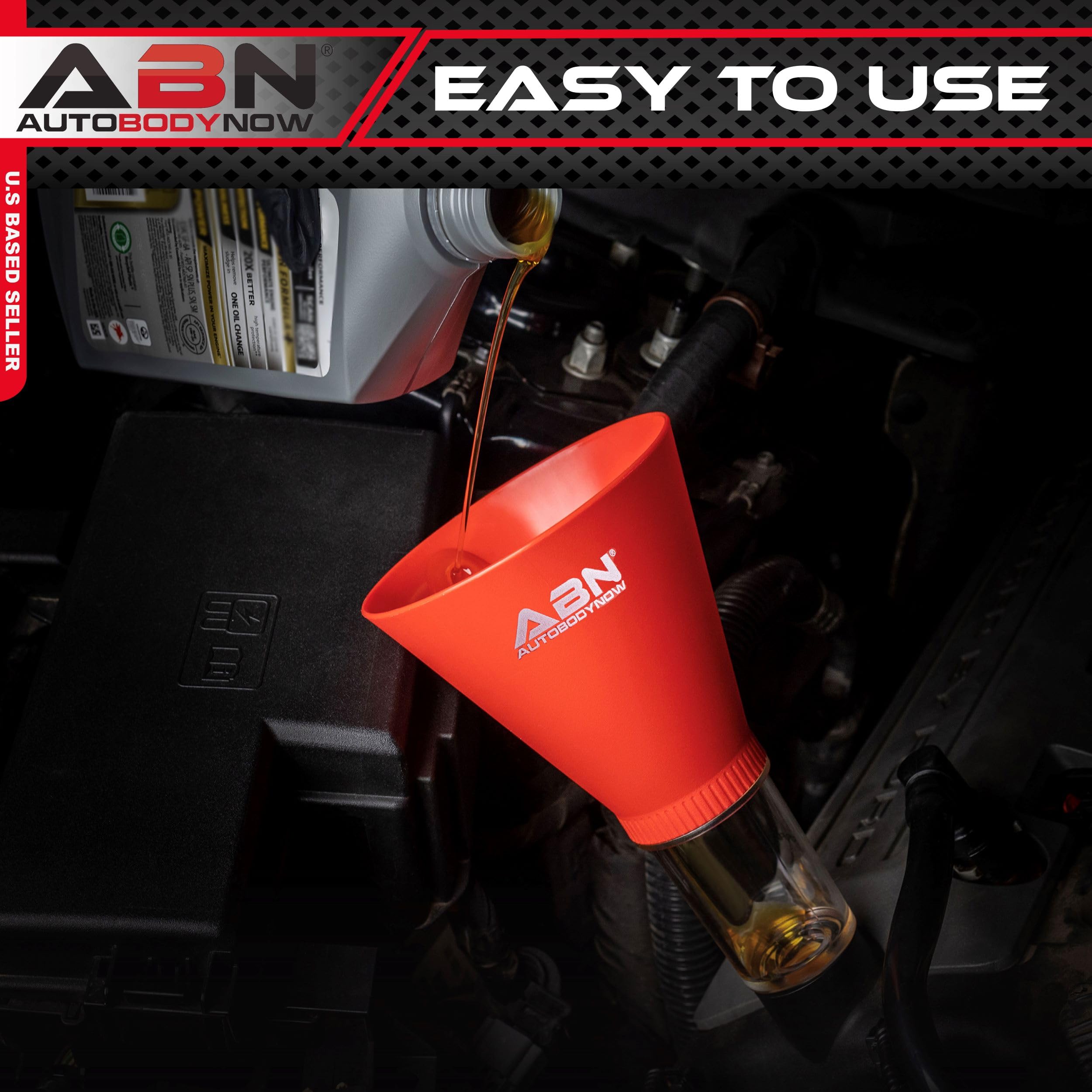ABN Automotive Oil Funnel for Subaru - No Spill Engine Oil Change Funnel with Adapter | Perfect for DIY Car Maintenance & Quick Oil Changes