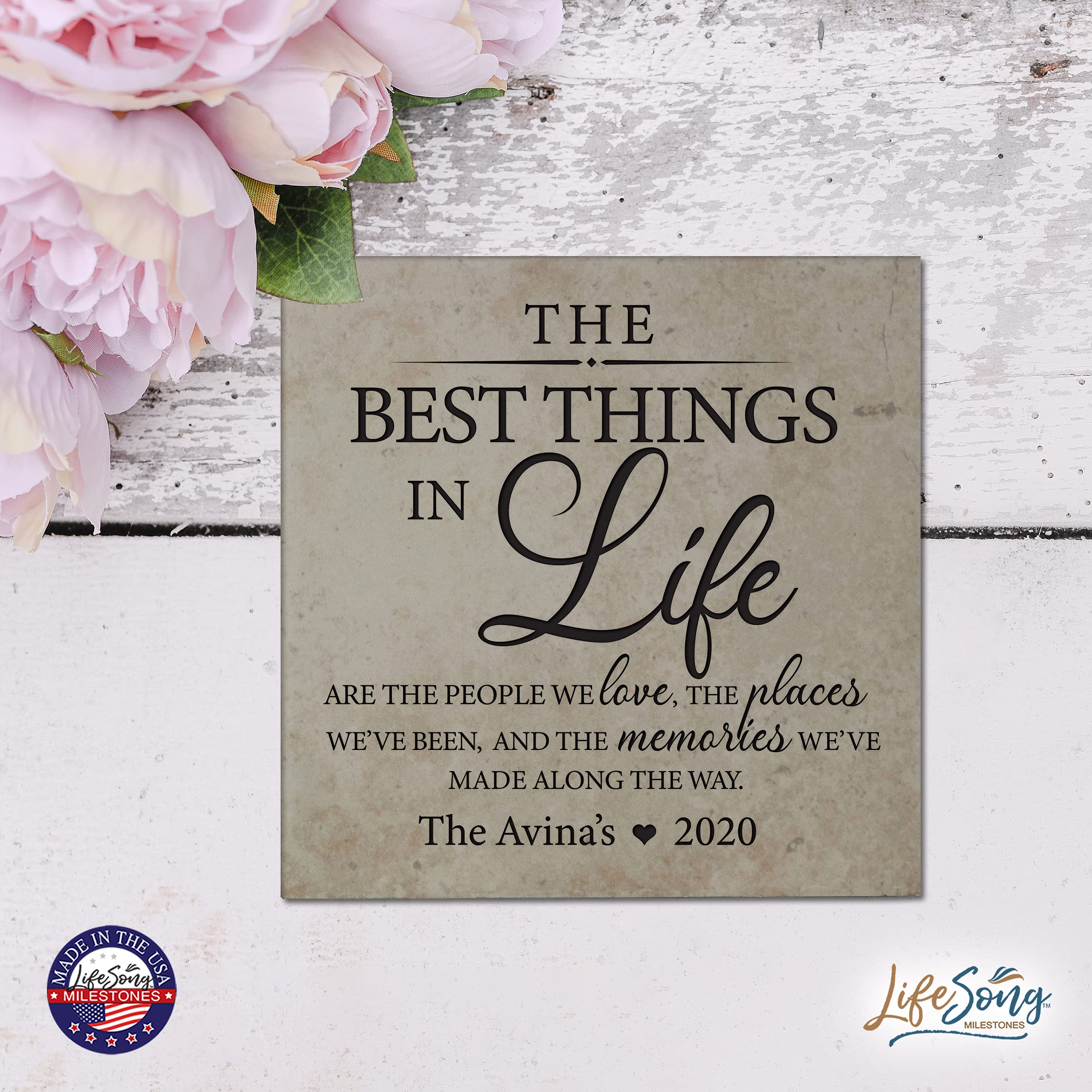 LifeSong Milestones Personalized Ceramic Trivets - 5.75x5.75 Inch Heat Resistant Kitchen Decor for Table Protection | Perfect for Dining, Living Room & Home Office | Family Keepsake Gift Idea (The Best Things)