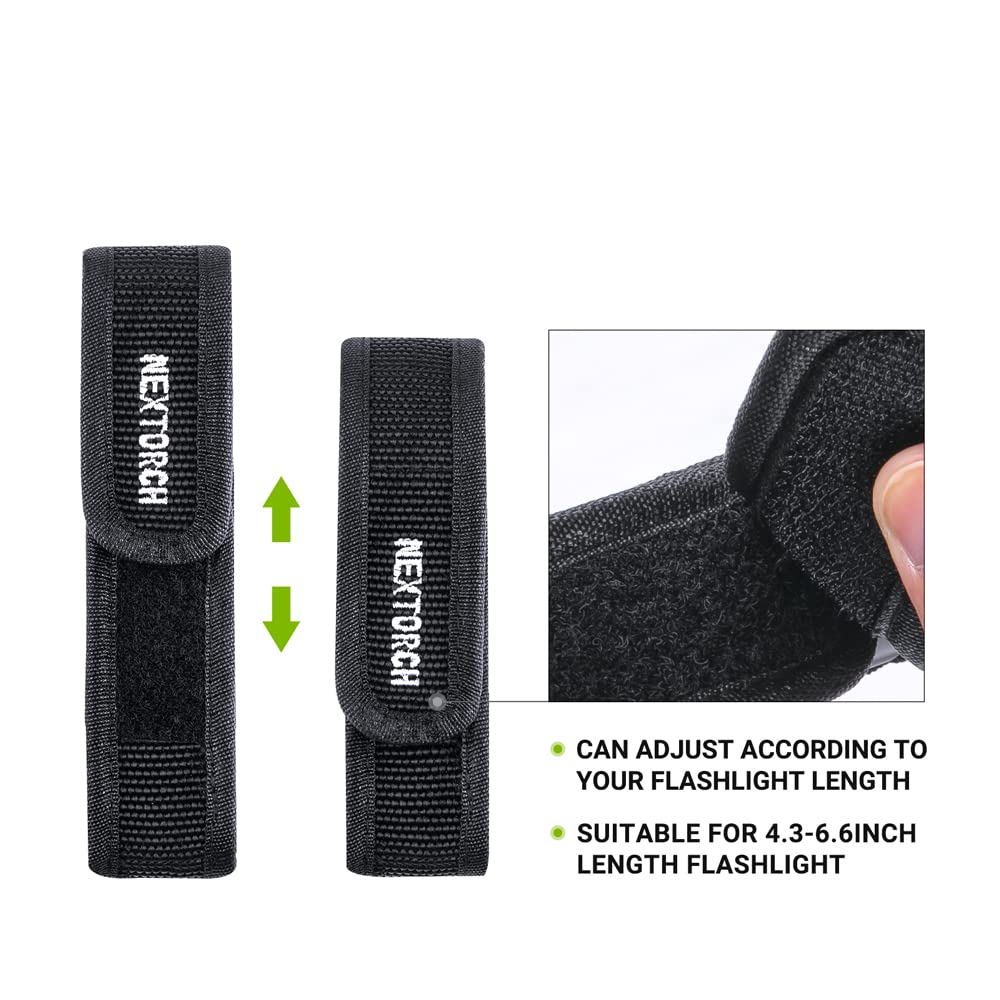 NEXTORCH Tactical Flashlight Holster - 2 Pack Belt Mount Flashlight Pouch for Hands-Free Carry - Perfect for Camping, Hiking, Police & Emergency Use