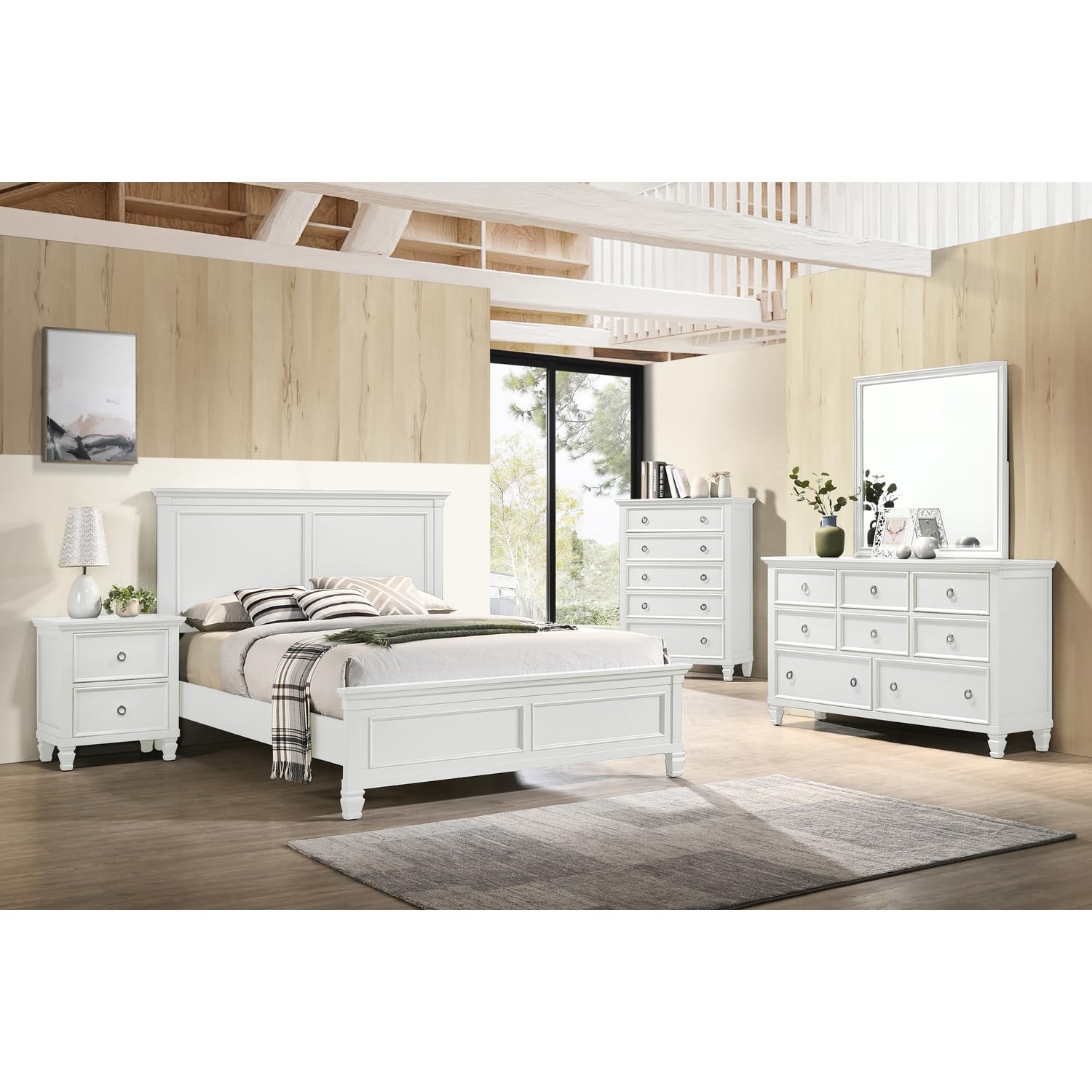 Modern Tamarack Wood 2-Drawer Nightstand - Classic White Bedside Table with Storage | Perfect for Bedrooms, Guest Rooms & Small Spaces