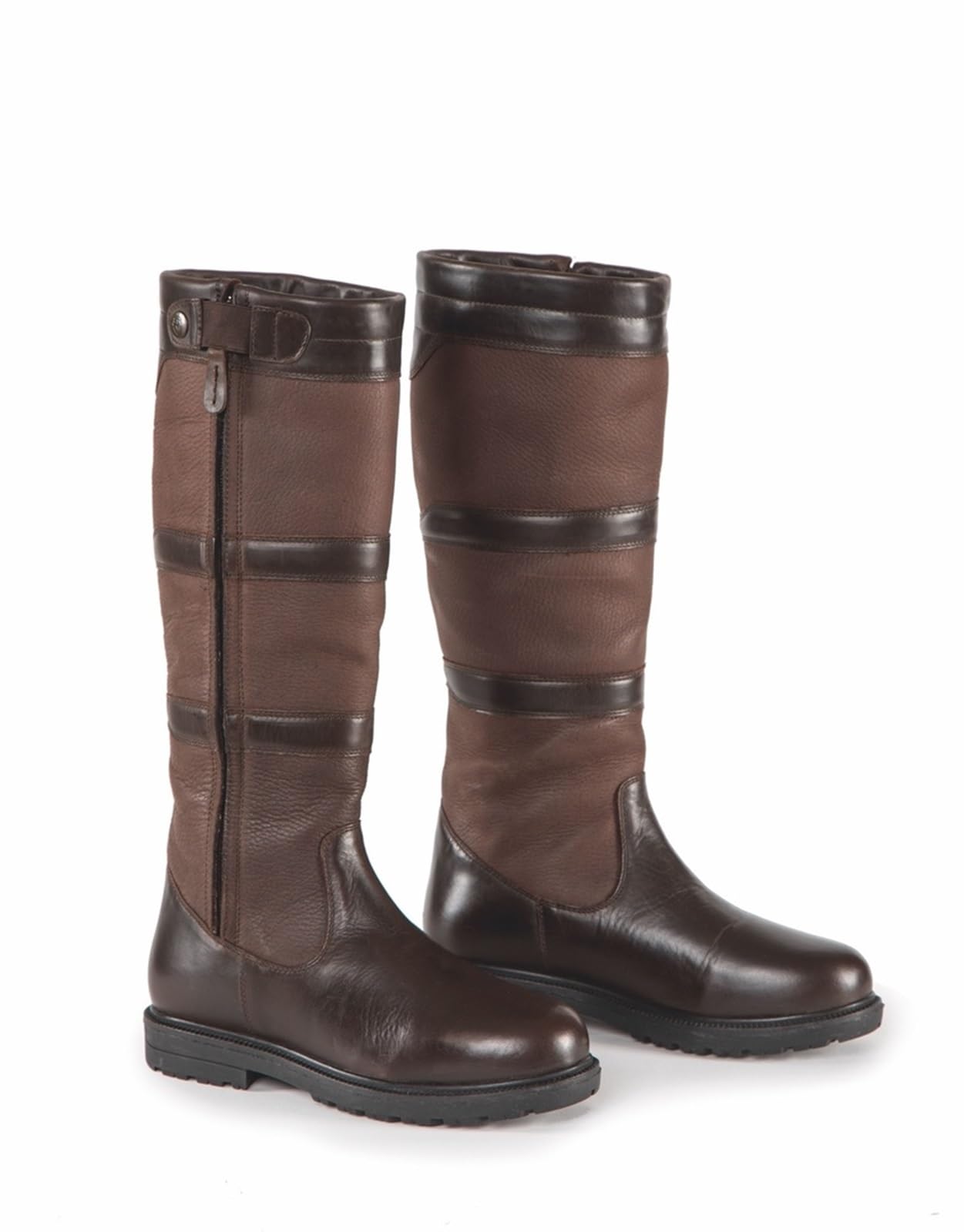 MORETTA BellaCountry Women's Knee High Country Boots with Zip - Brown Size 5 Regular | Western Fashion, Cowgirl Style, Rodeo & Everyday Wear