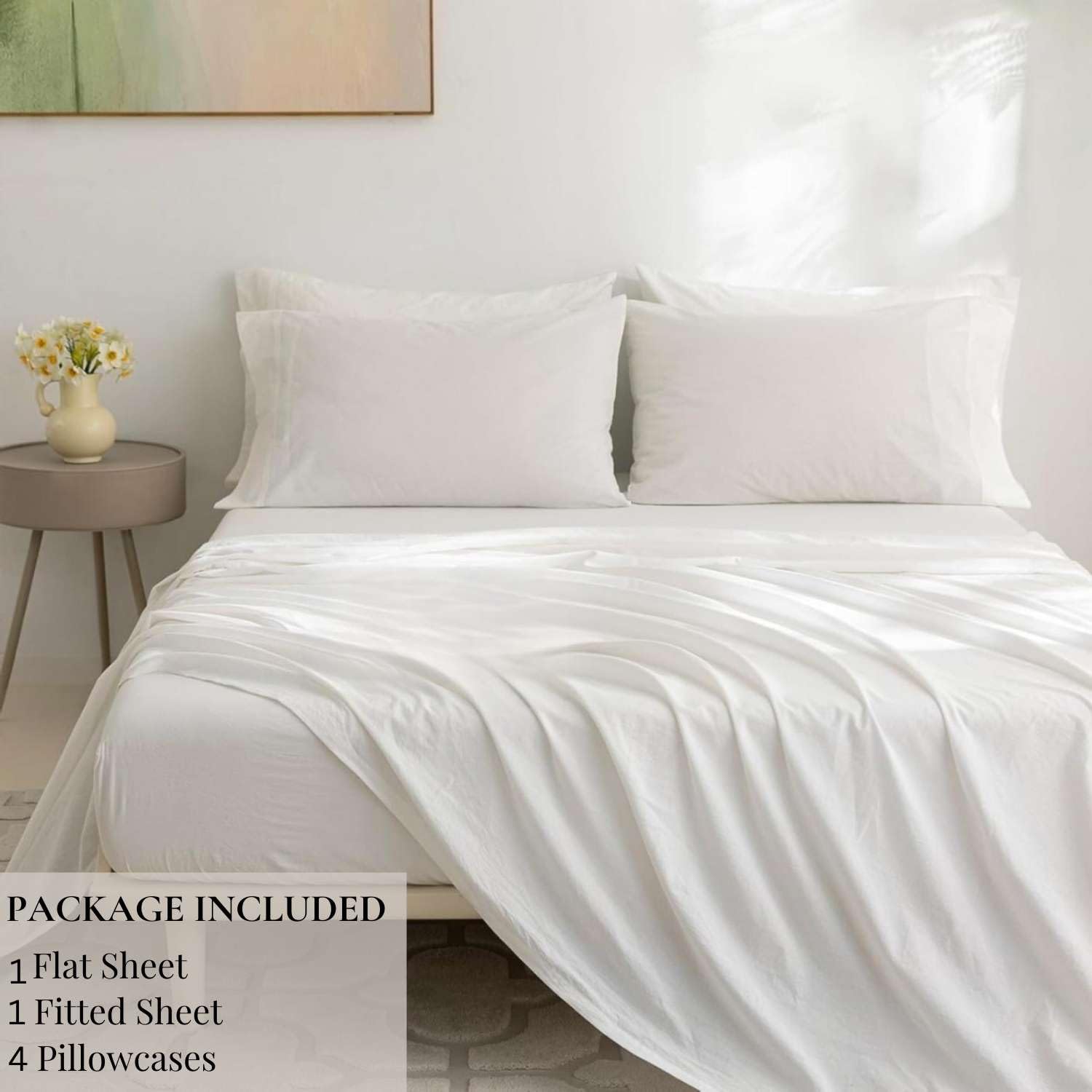 6-Piece Queen Size Sheet Set - 400 Thread Count 100% Egyptian Cotton Bed Sheets with Deep Pockets - Ultra Soft & Breathable - Perfect for Master Bedroom, Guest Room or Vacation Home (White)